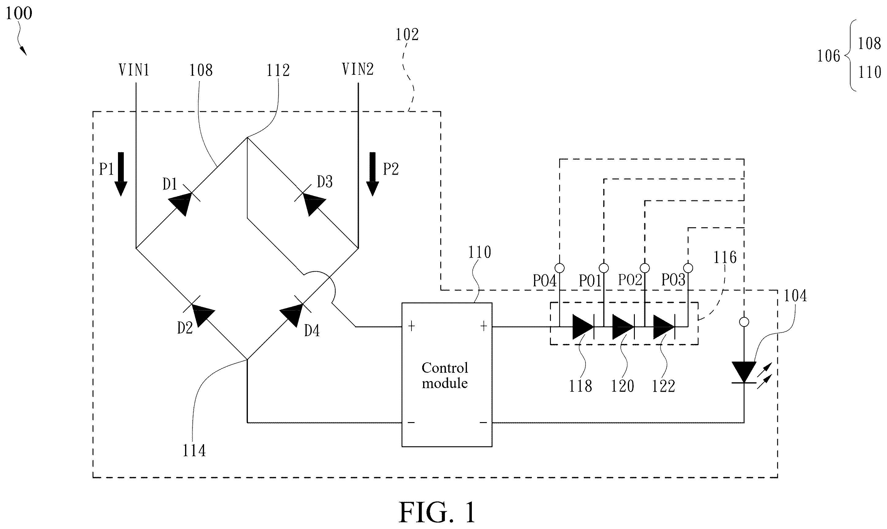 Patent US12568563 Figure 1 – Non-polar light-emitting diode control chip