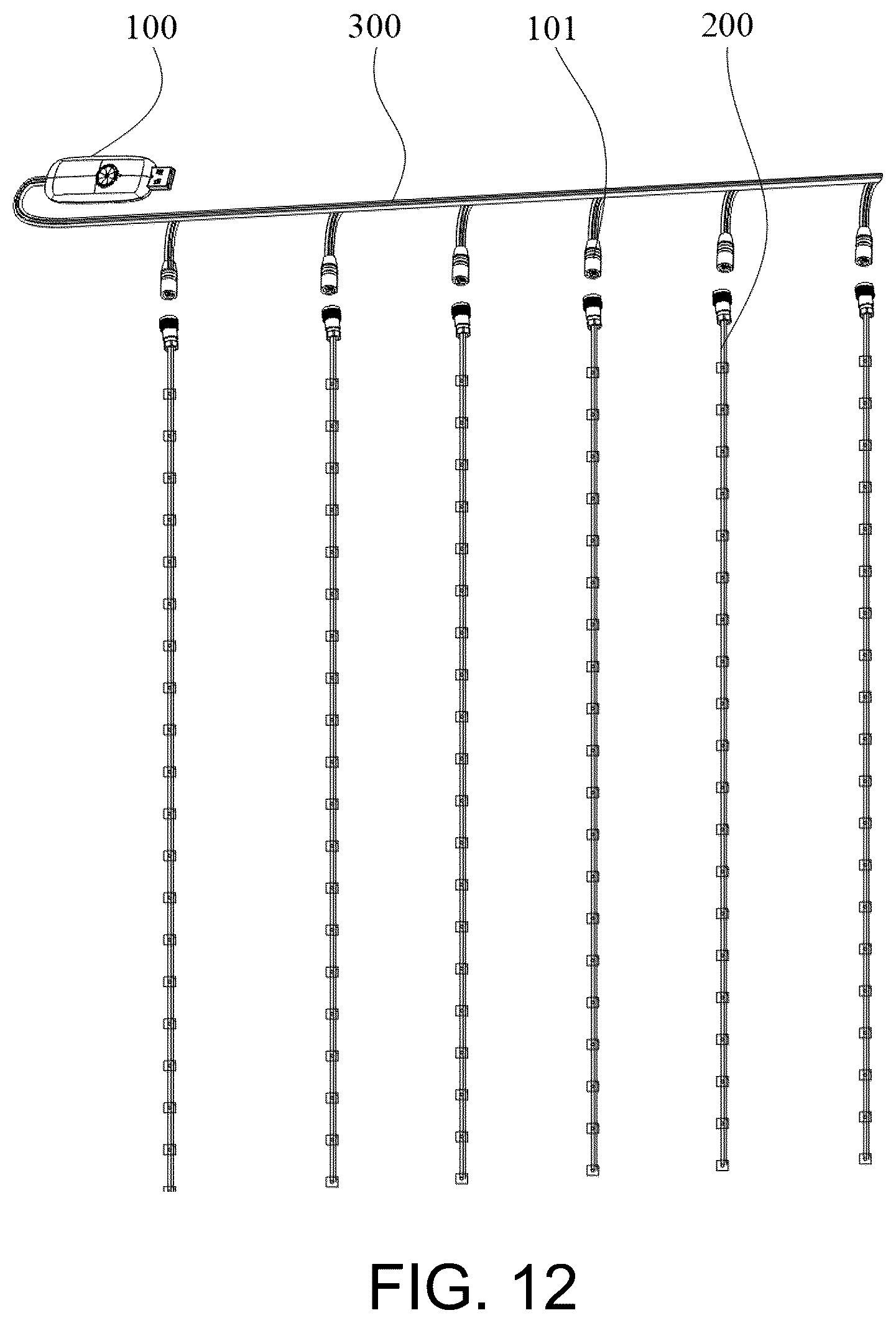 Patent US12568568 Figure 7 – Three-wire LED addressable online, three-wire continuous LED light string set, and online addressing method thereof