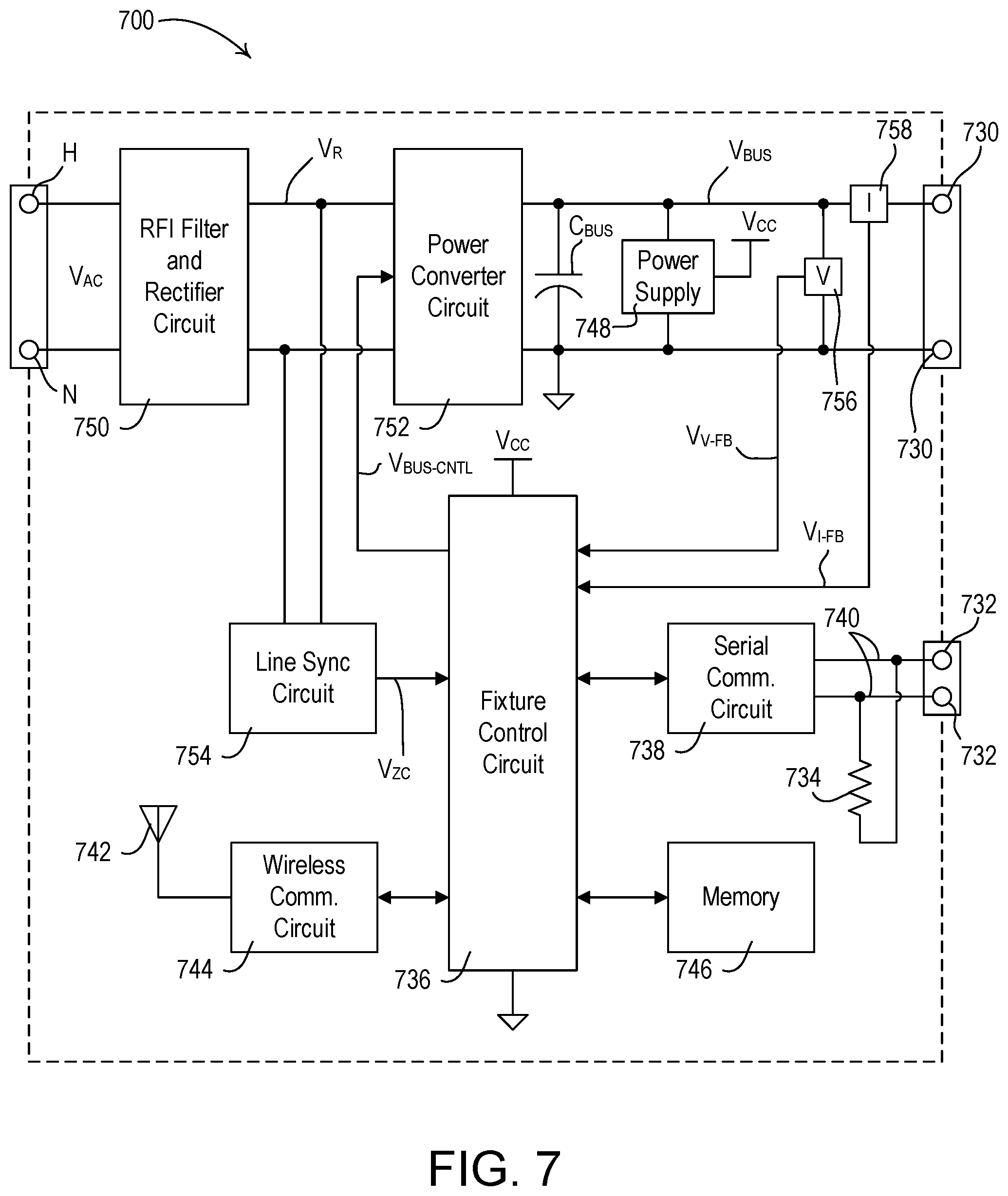 Patent US12568569 Figure 7 – Method of generating a bus voltage for powering lighting devices