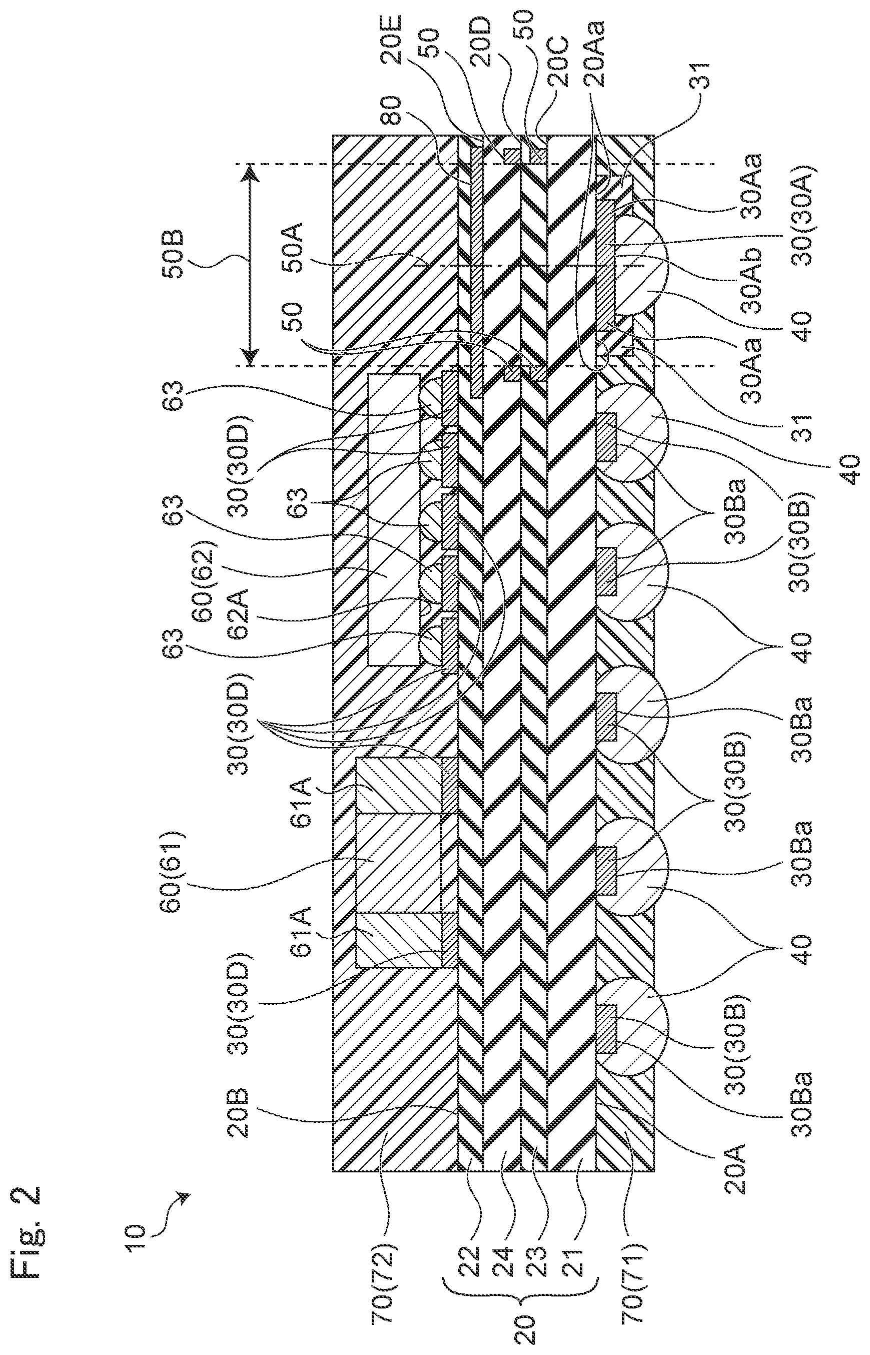 Patent US12568584 Figure 2 – Wiring board