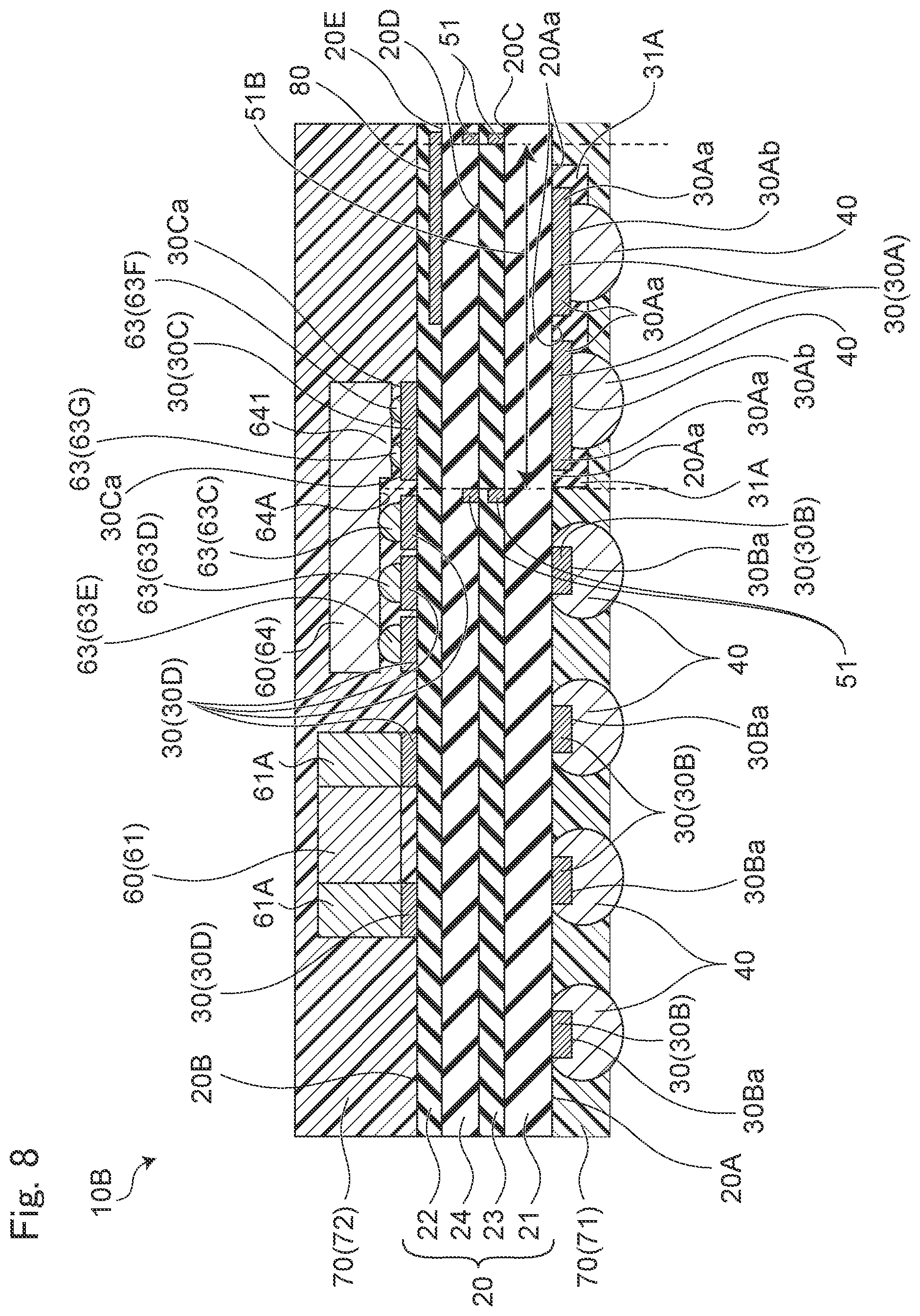 Patent US12568584 Figure 8 – Wiring board
