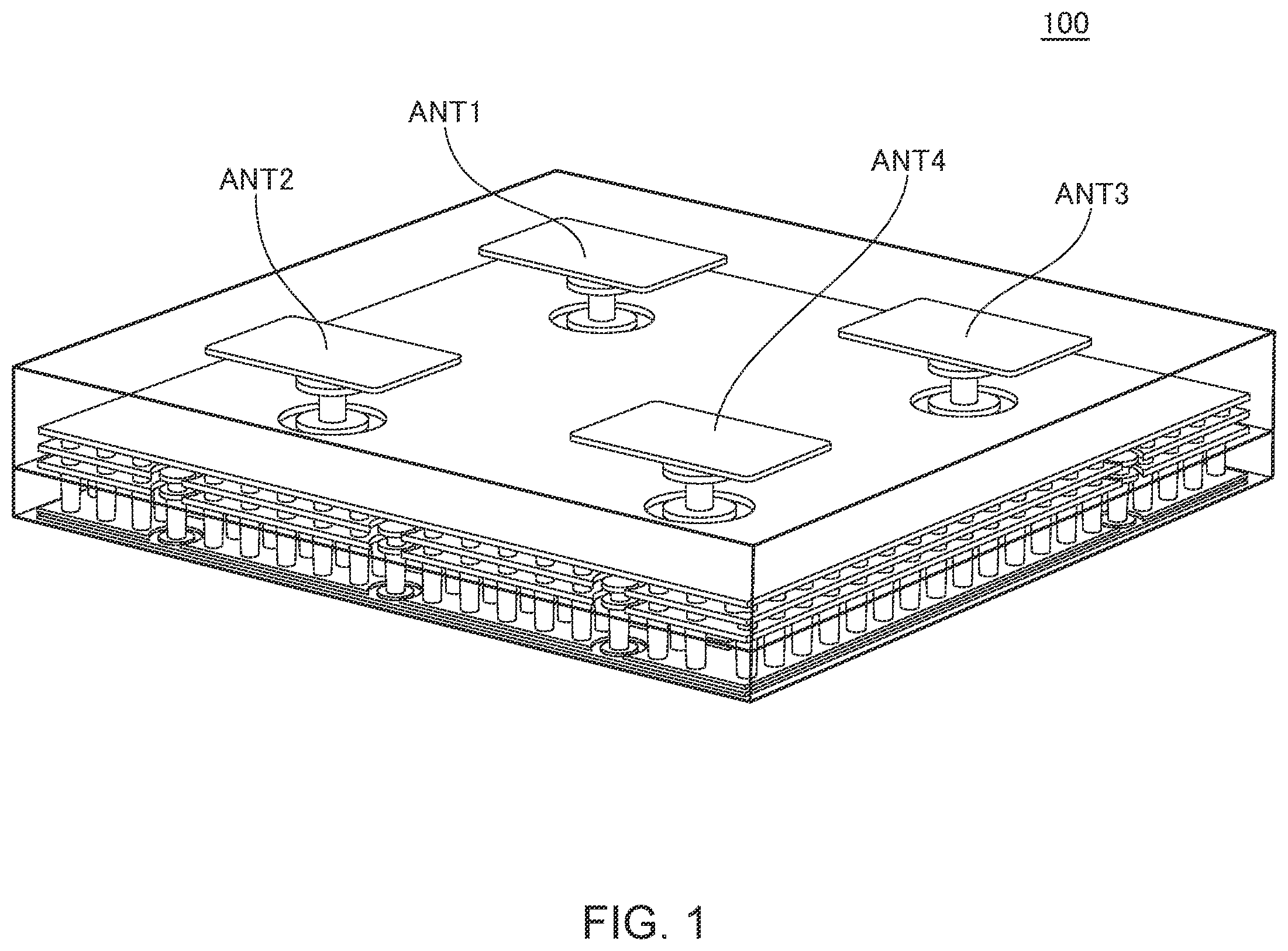 Patent US12568585 Figure 1 – Antenna module