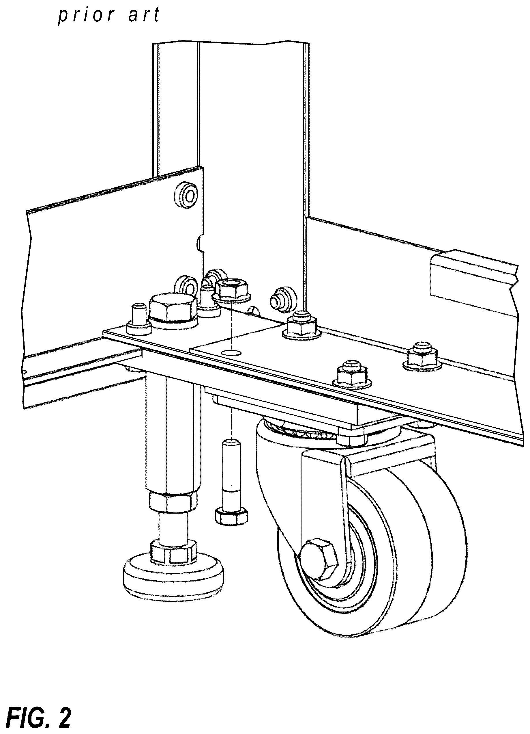 Patent US12568594 Figure 2 – Caster attachment system using mating features