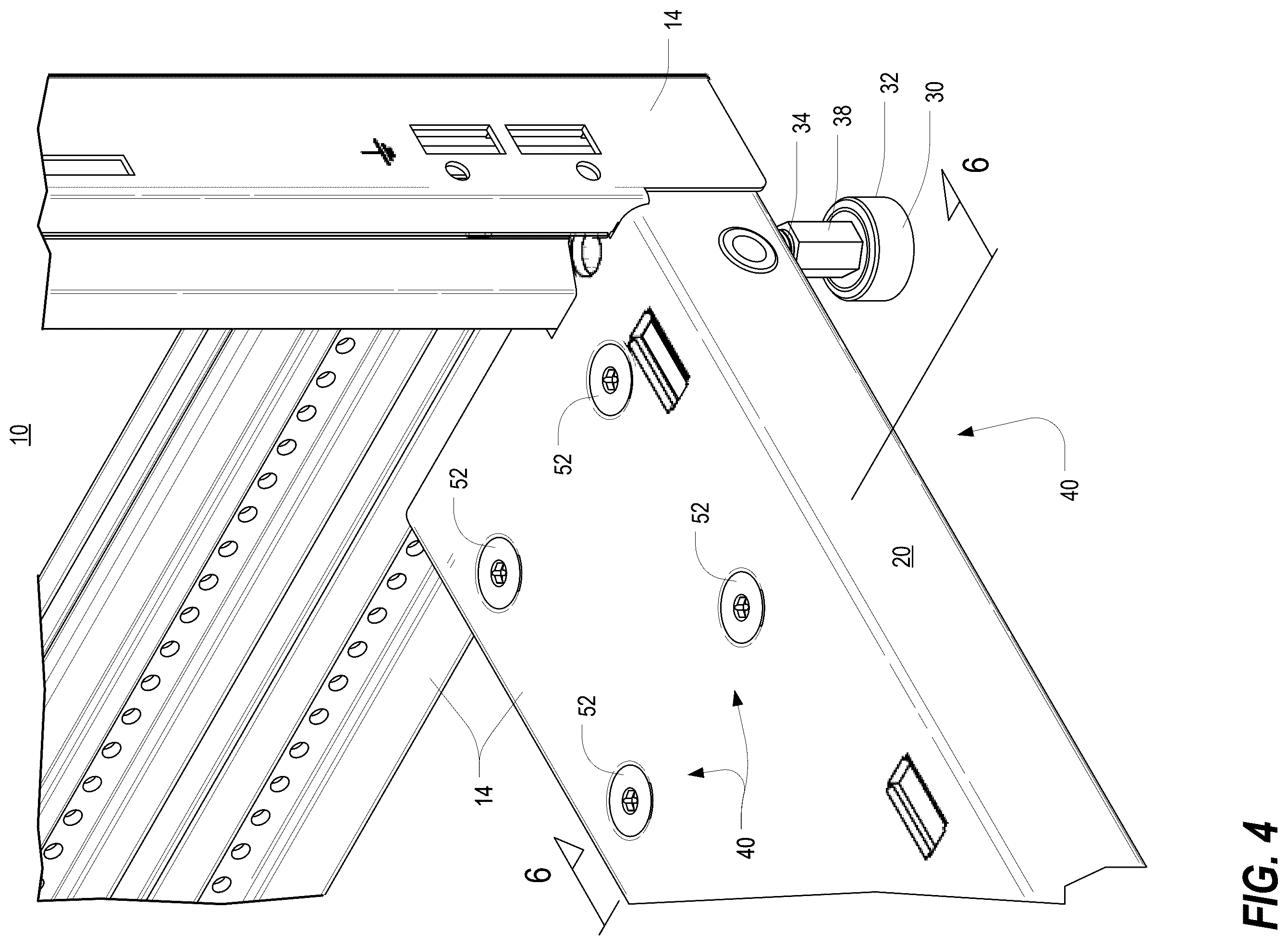 Patent US12568594 Figure 5 – Caster attachment system using mating features