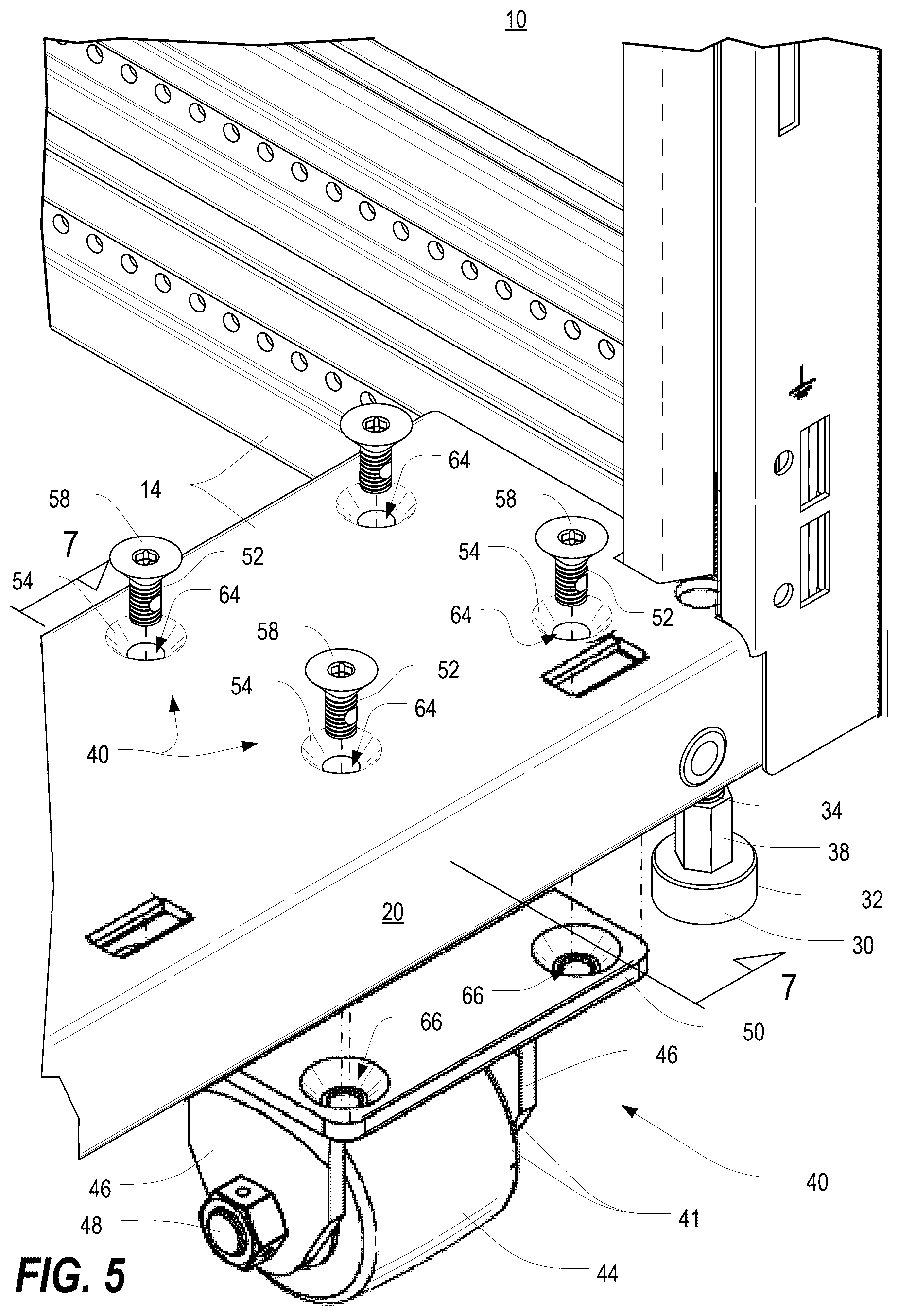 Patent US12568594 Figure 6 – Caster attachment system using mating features