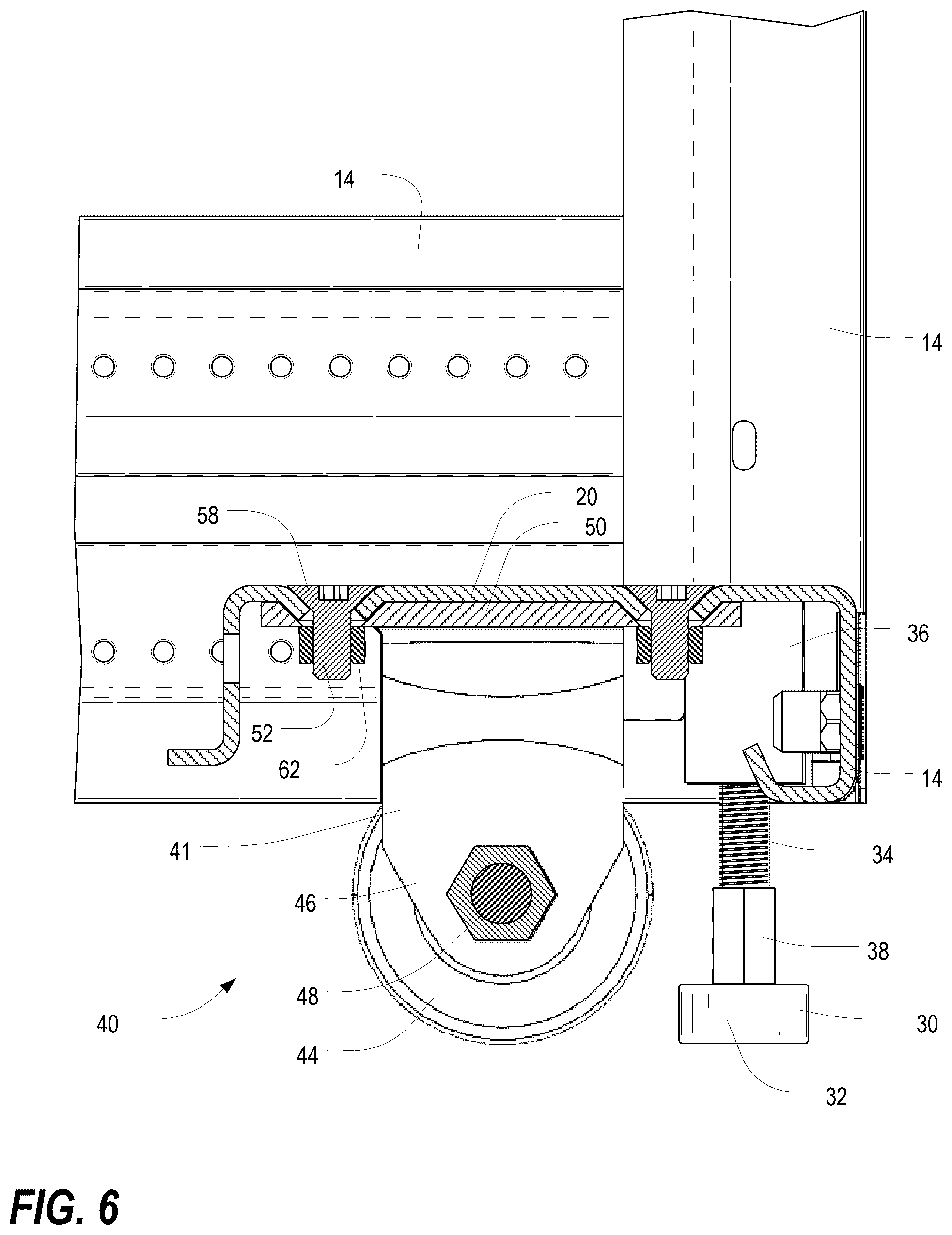 Patent US12568594 Figure 7 – Caster attachment system using mating features