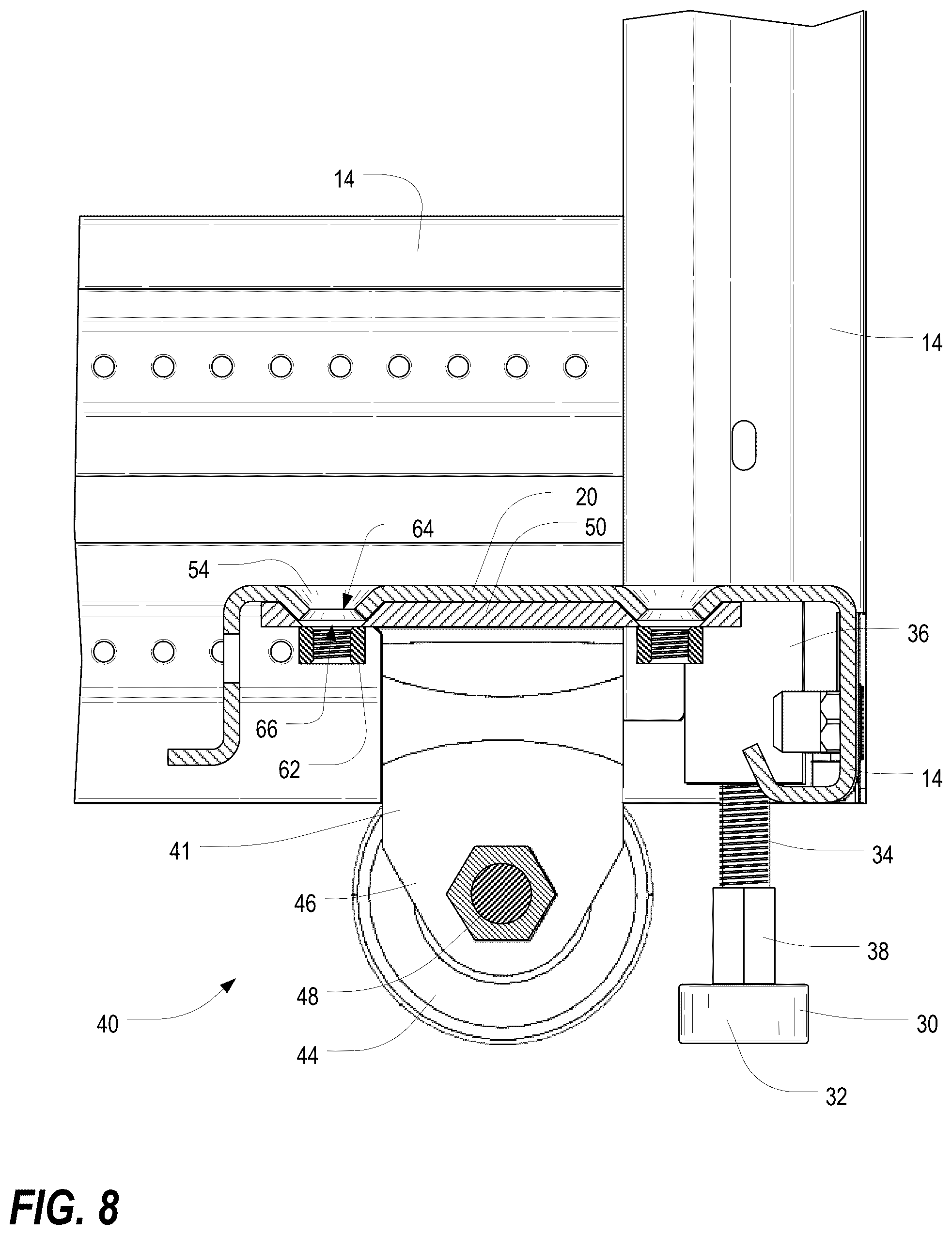 Patent US12568594 Figure 9 – Caster attachment system using mating features