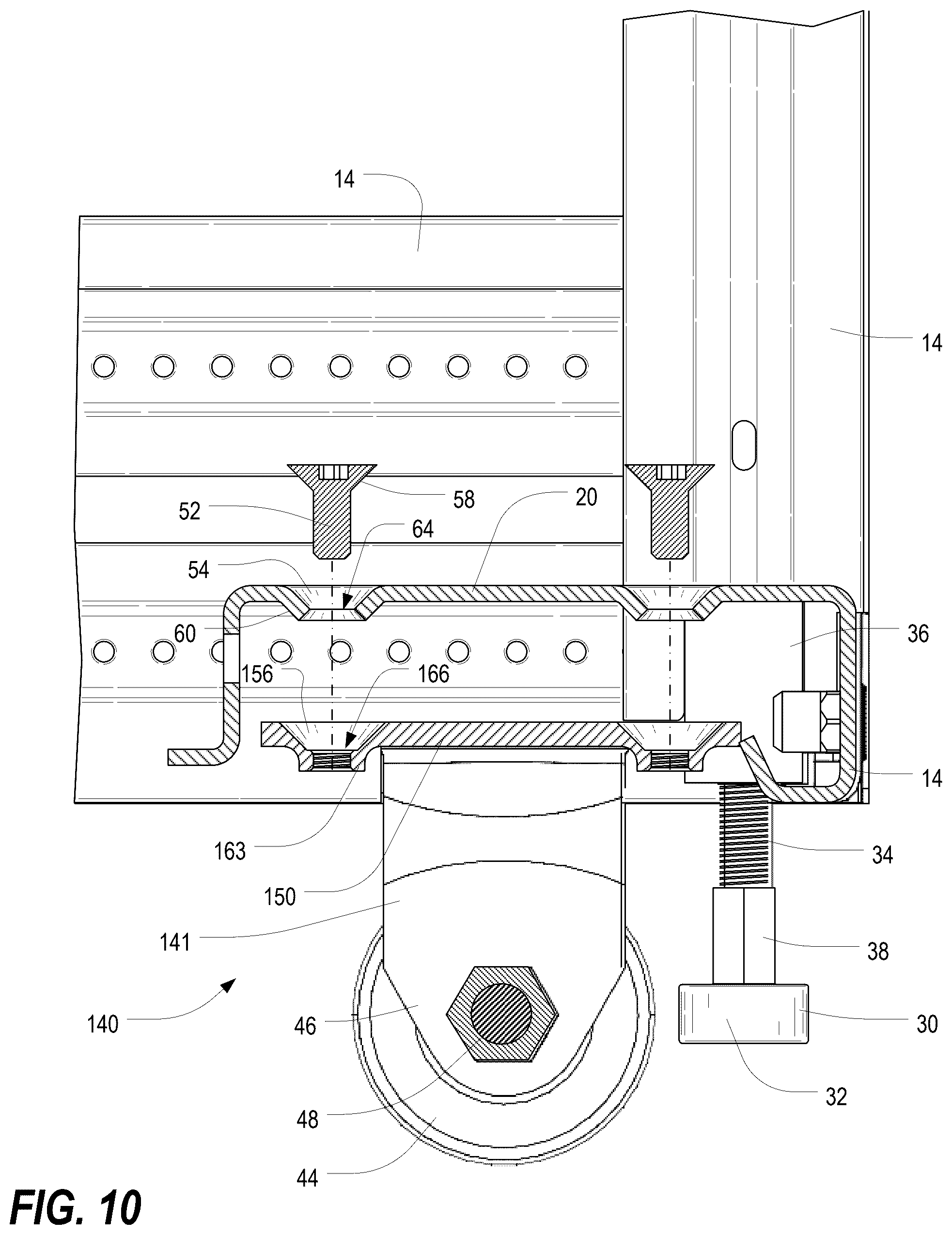 Patent US12568594 Figure 11 – Caster attachment system using mating features