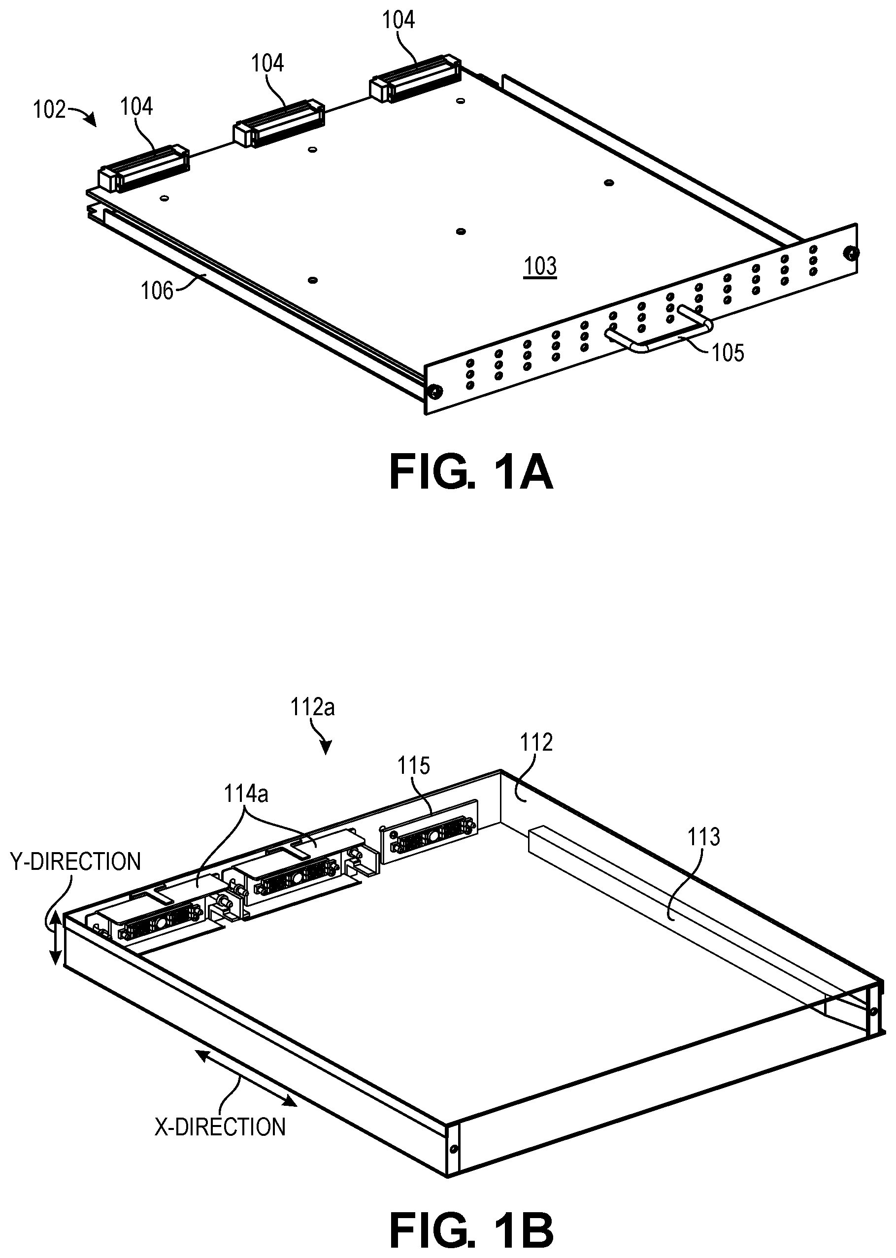 Patent US12568597 Figure 1 – Staged high-density backplane for electronic modules