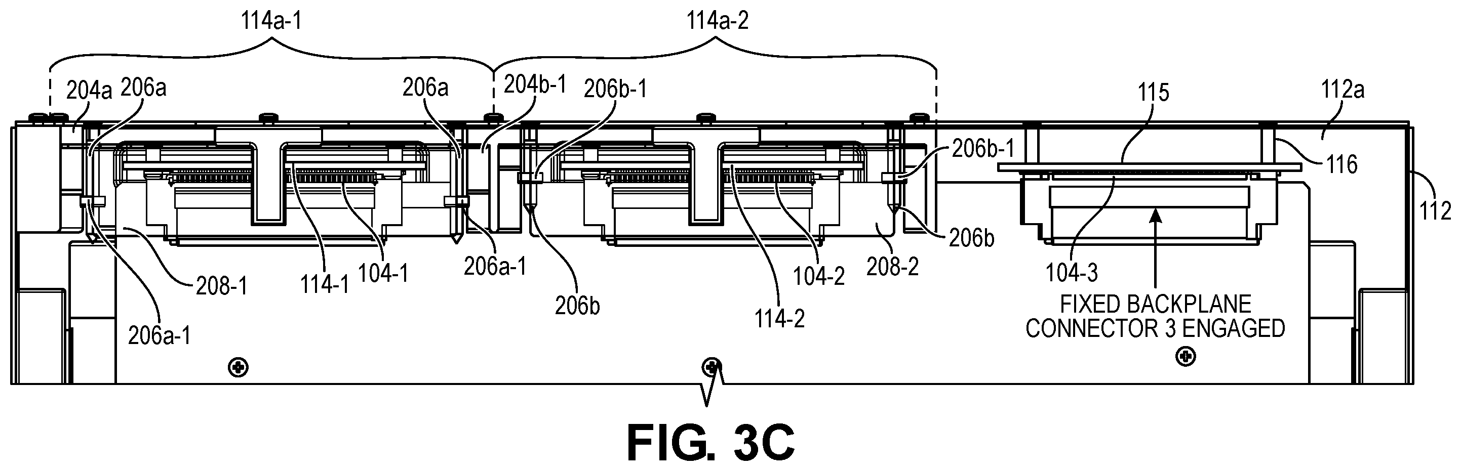 Patent US12568597 Figure 6 – Staged high-density backplane for electronic modules