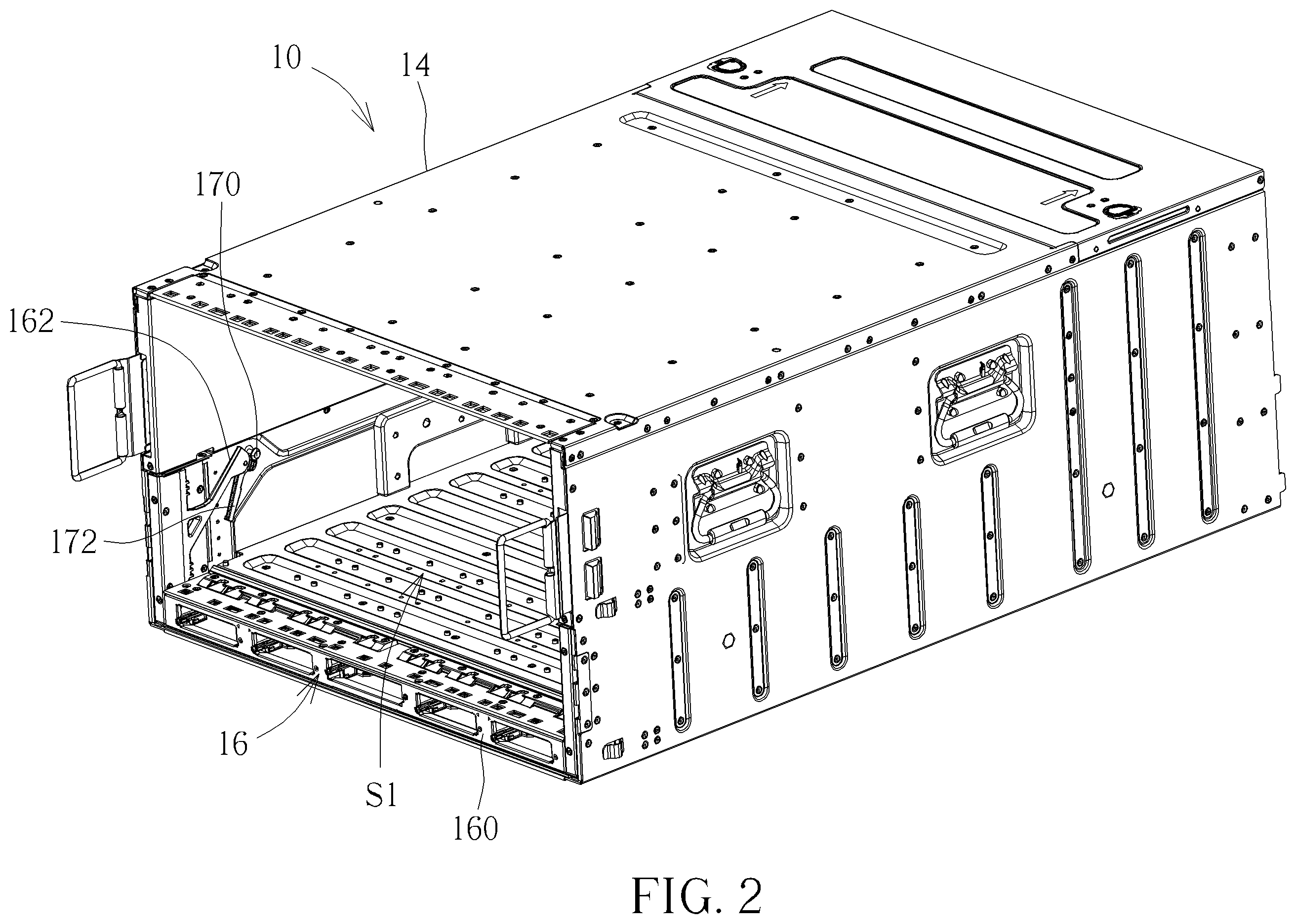 Patent US12568599 Figure 2 – Data processing device, chassis and tray