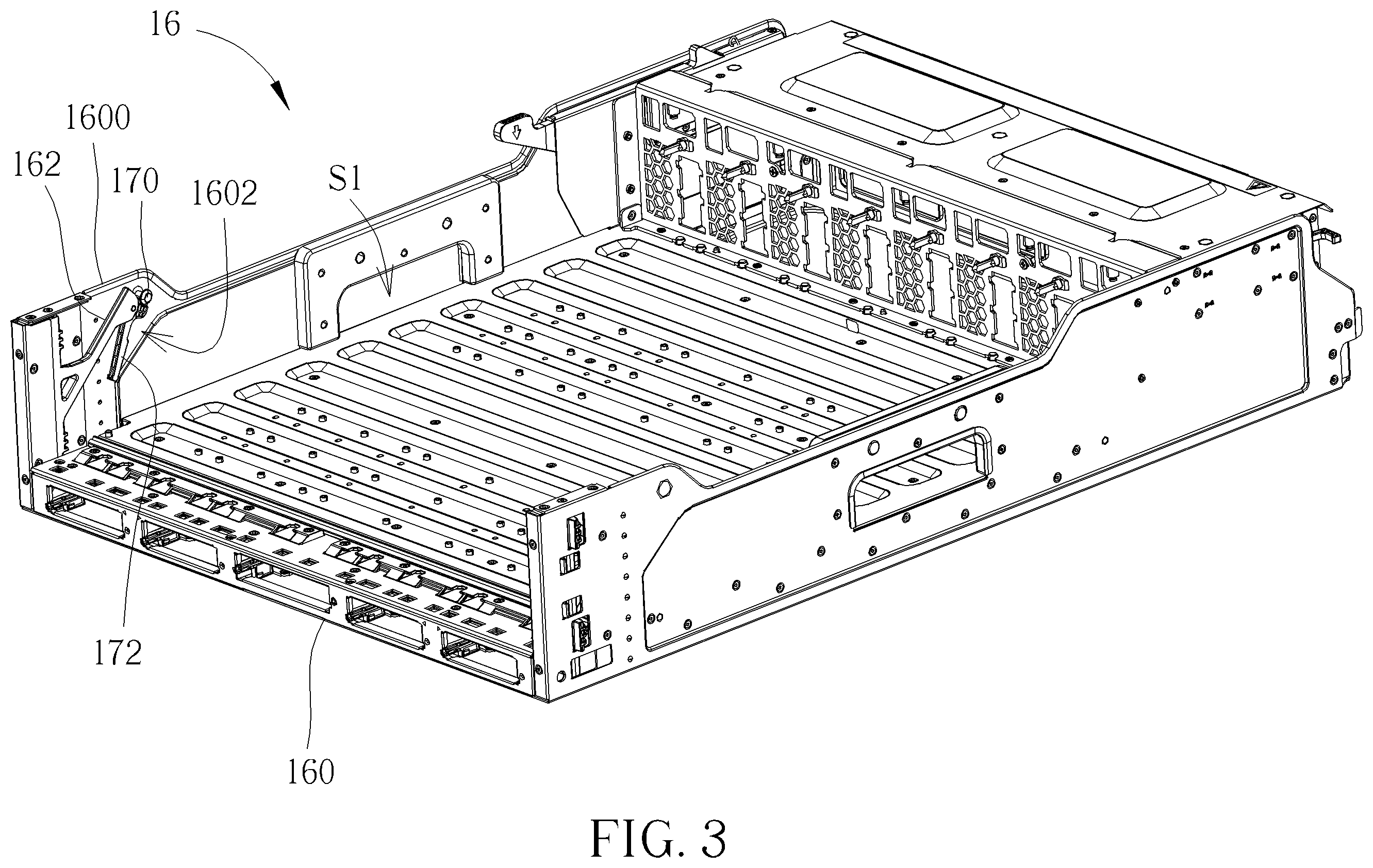 Patent US12568599 Figure 3 – Data processing device, chassis and tray