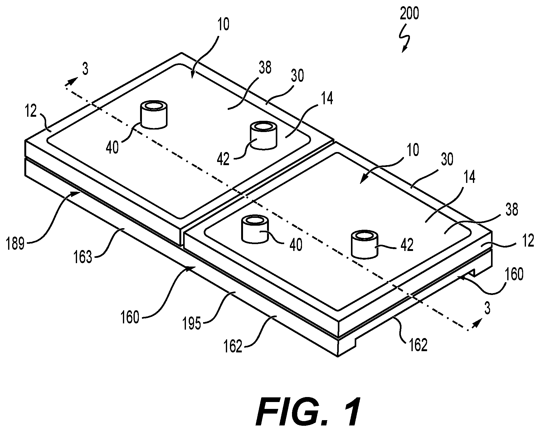 Patent US12568603 Figure 1 – Cooling block assembly for cooling a heat-generating electronic component