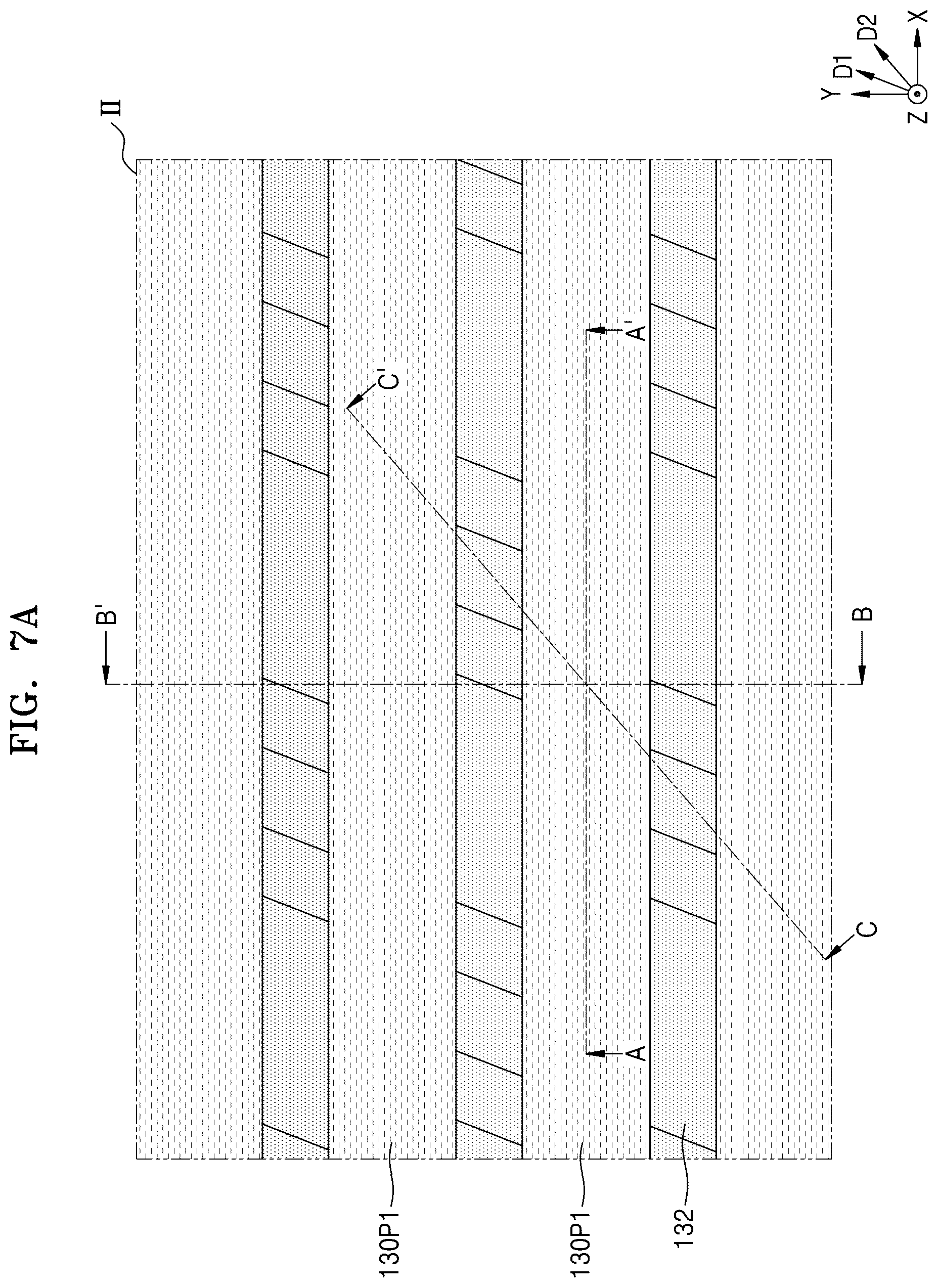 Patent US12568611 Figure 8 – Memory device with cell pads having diagonal sidewalls