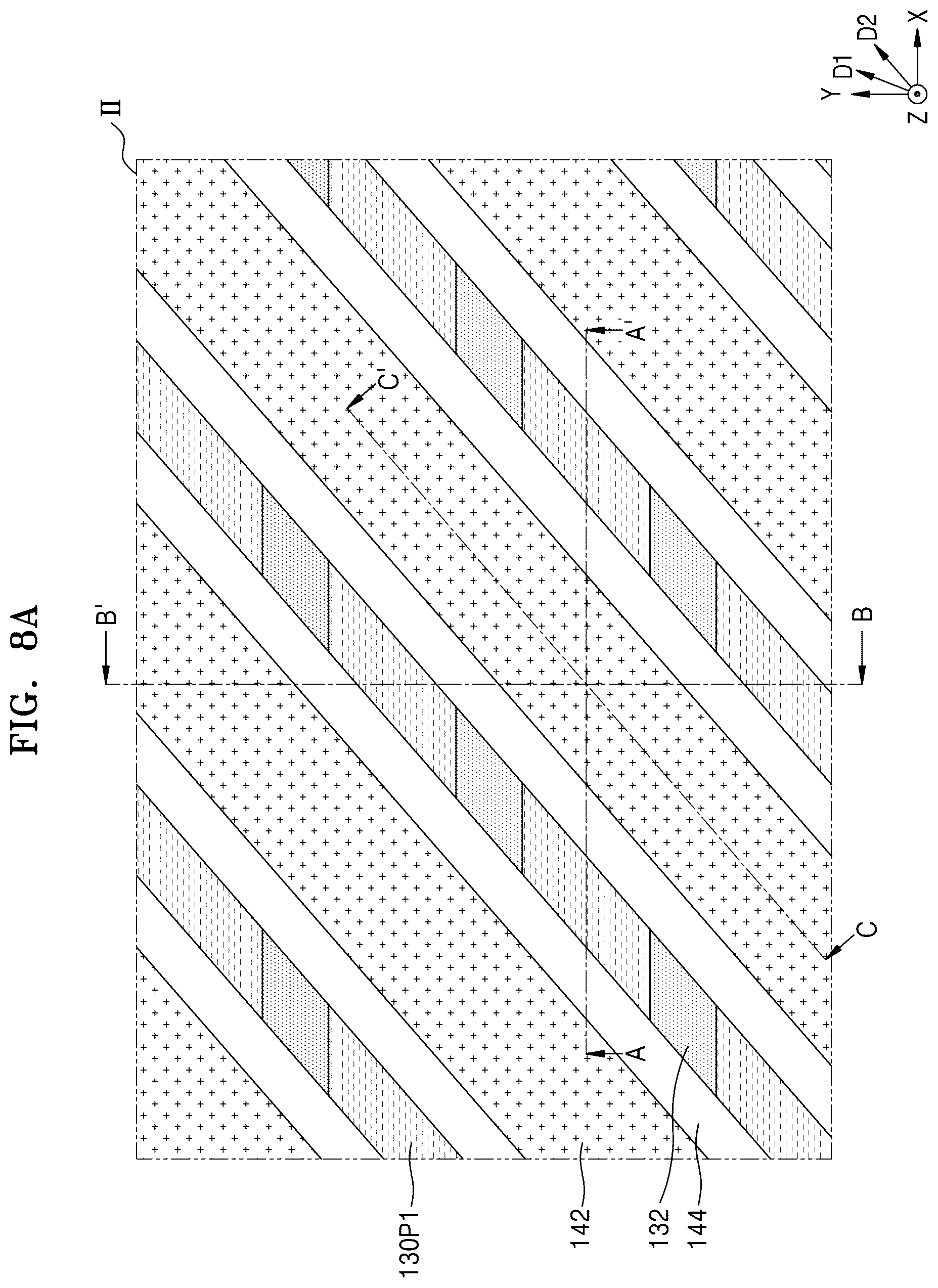 Patent US12568611 Figure 10 – Memory device with cell pads having diagonal sidewalls