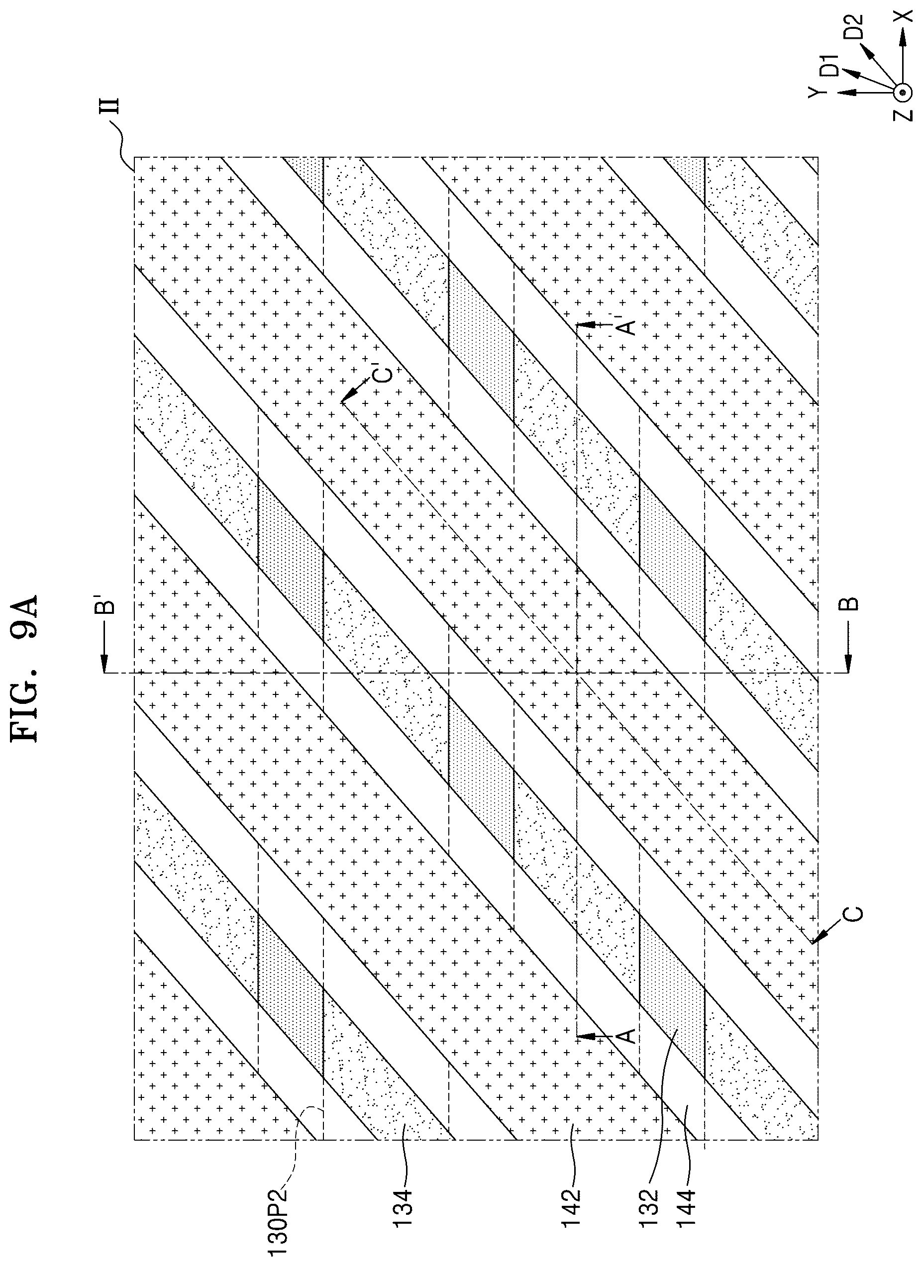 Patent US12568611 Figure 12 – Memory device with cell pads having diagonal sidewalls