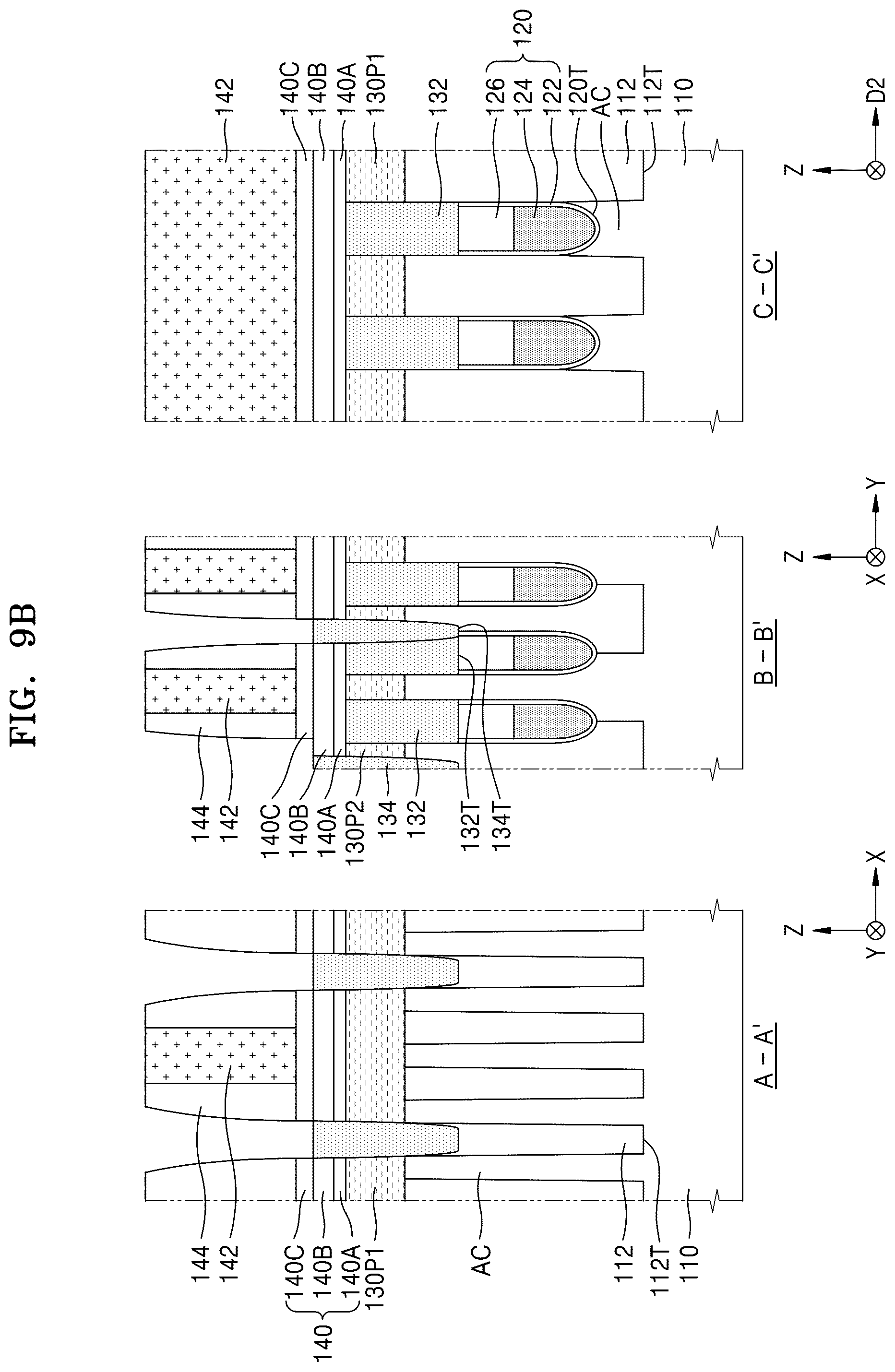 Patent US12568611 Figure 13 – Memory device with cell pads having diagonal sidewalls