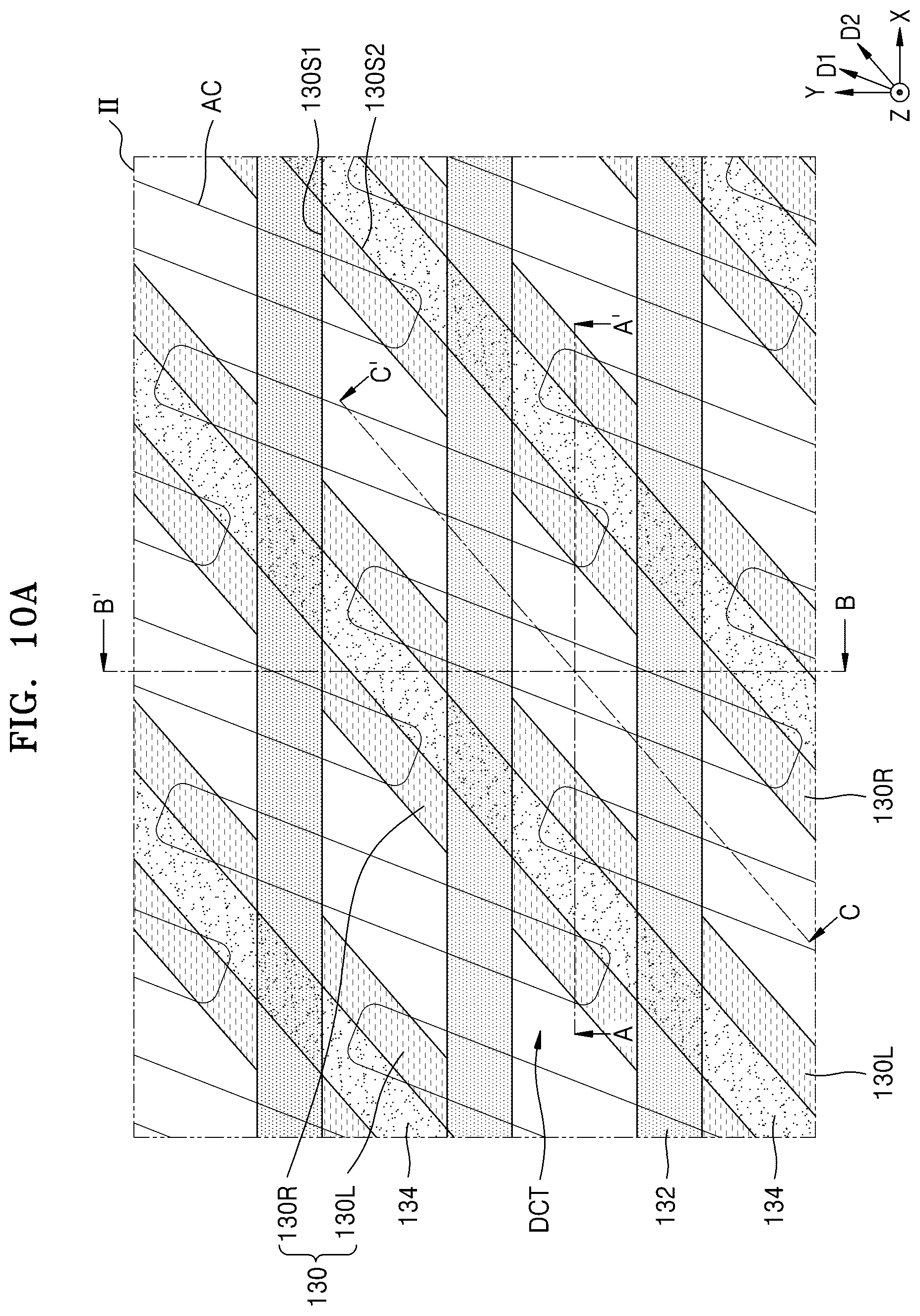 Patent US12568611 Figure 14 – Memory device with cell pads having diagonal sidewalls