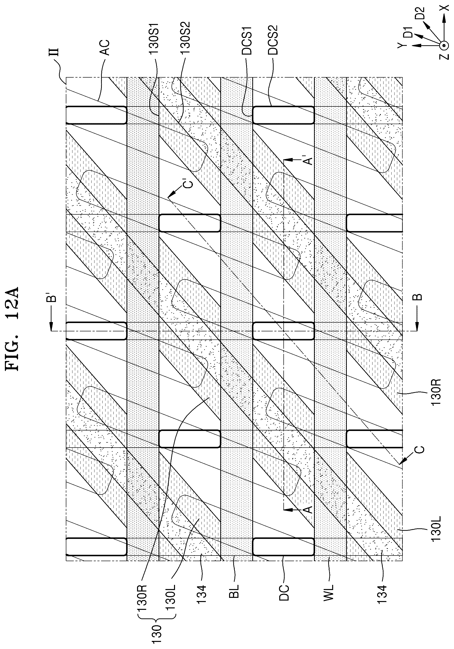 Patent US12568611 Figure 18 – Memory device with cell pads having diagonal sidewalls