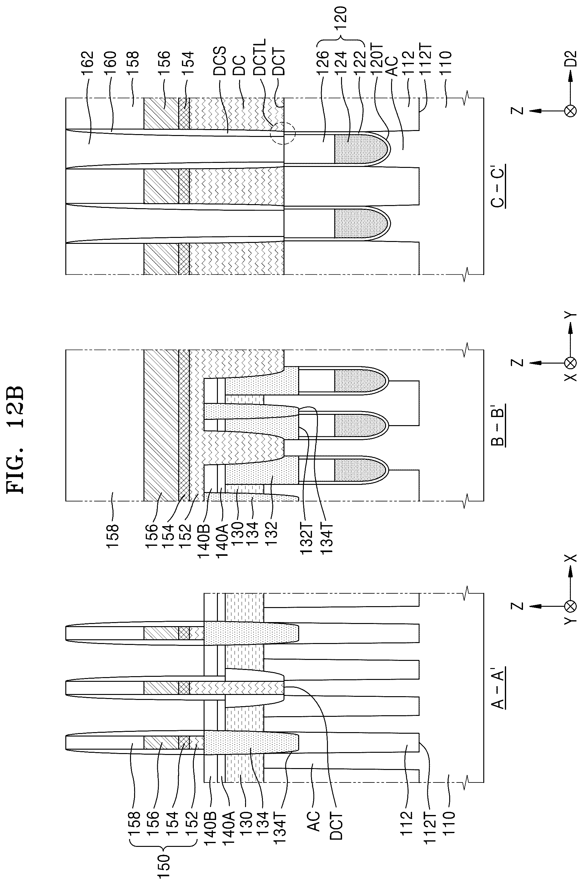 Patent US12568611 Figure 19 – Memory device with cell pads having diagonal sidewalls