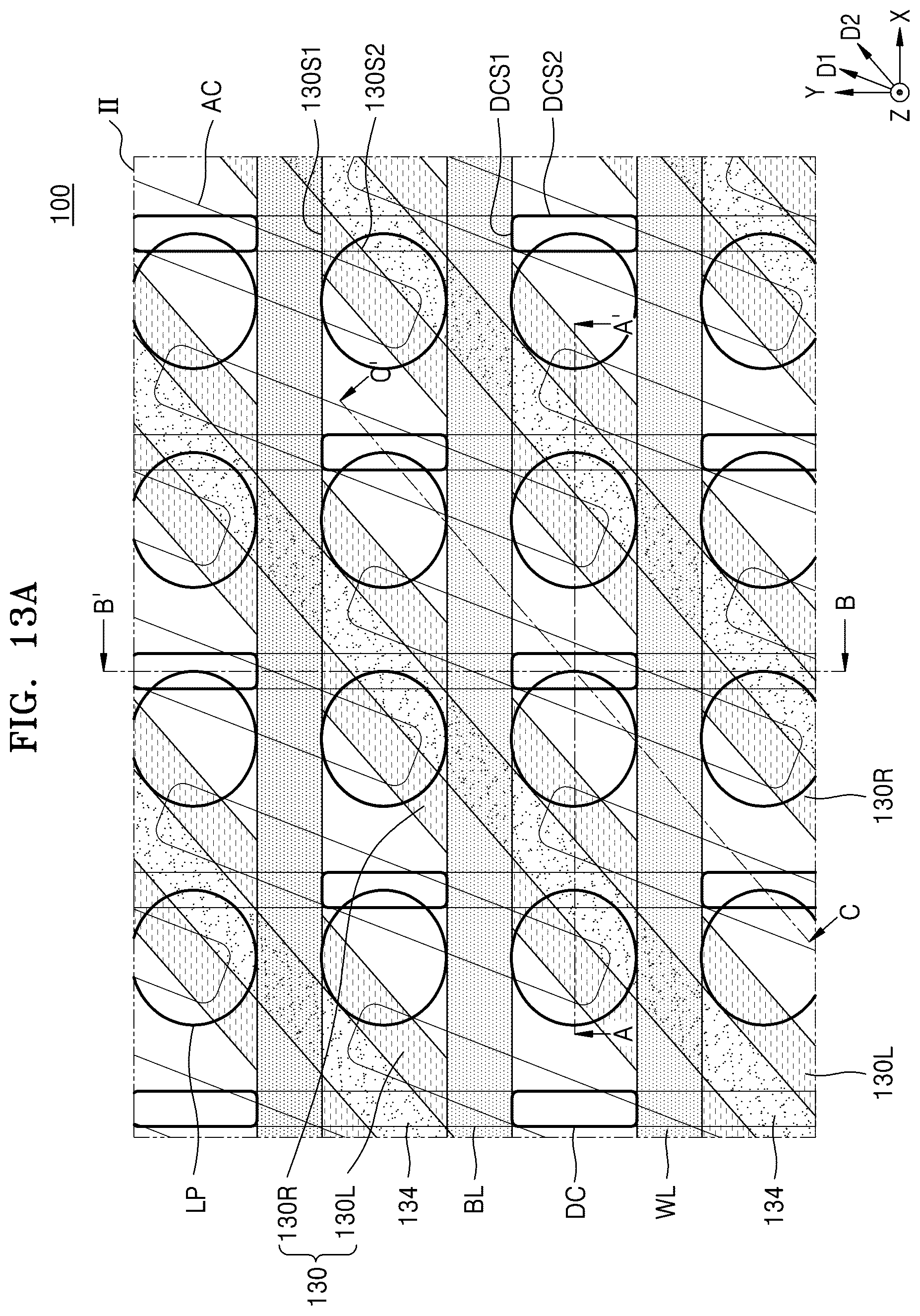 Patent US12568611 Figure 20 – Memory device with cell pads having diagonal sidewalls