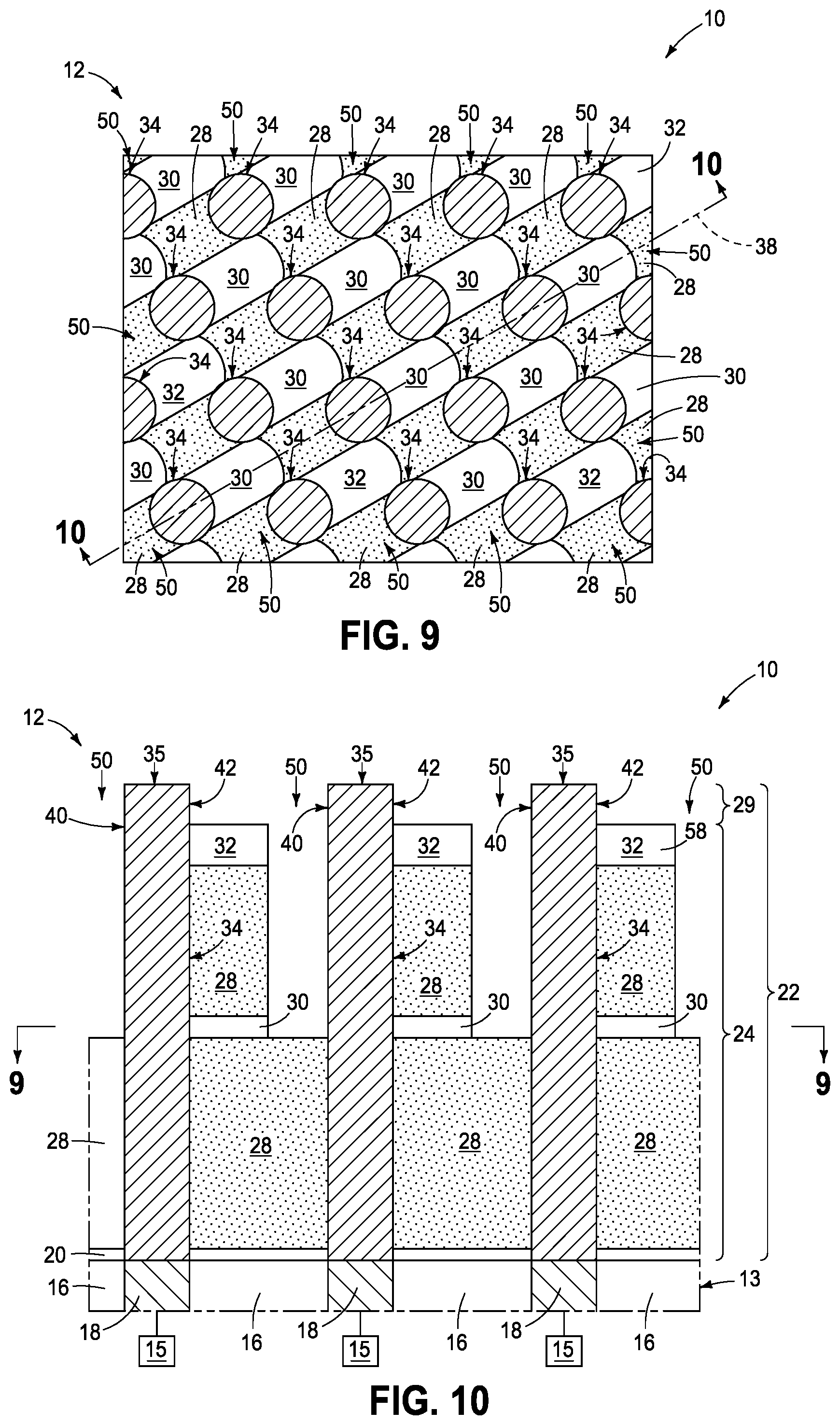 Patent US12568612 Figure 6 – Arrays of capacitors, methods used in forming integrated circuitry, and methods used in forming an array of capacitors