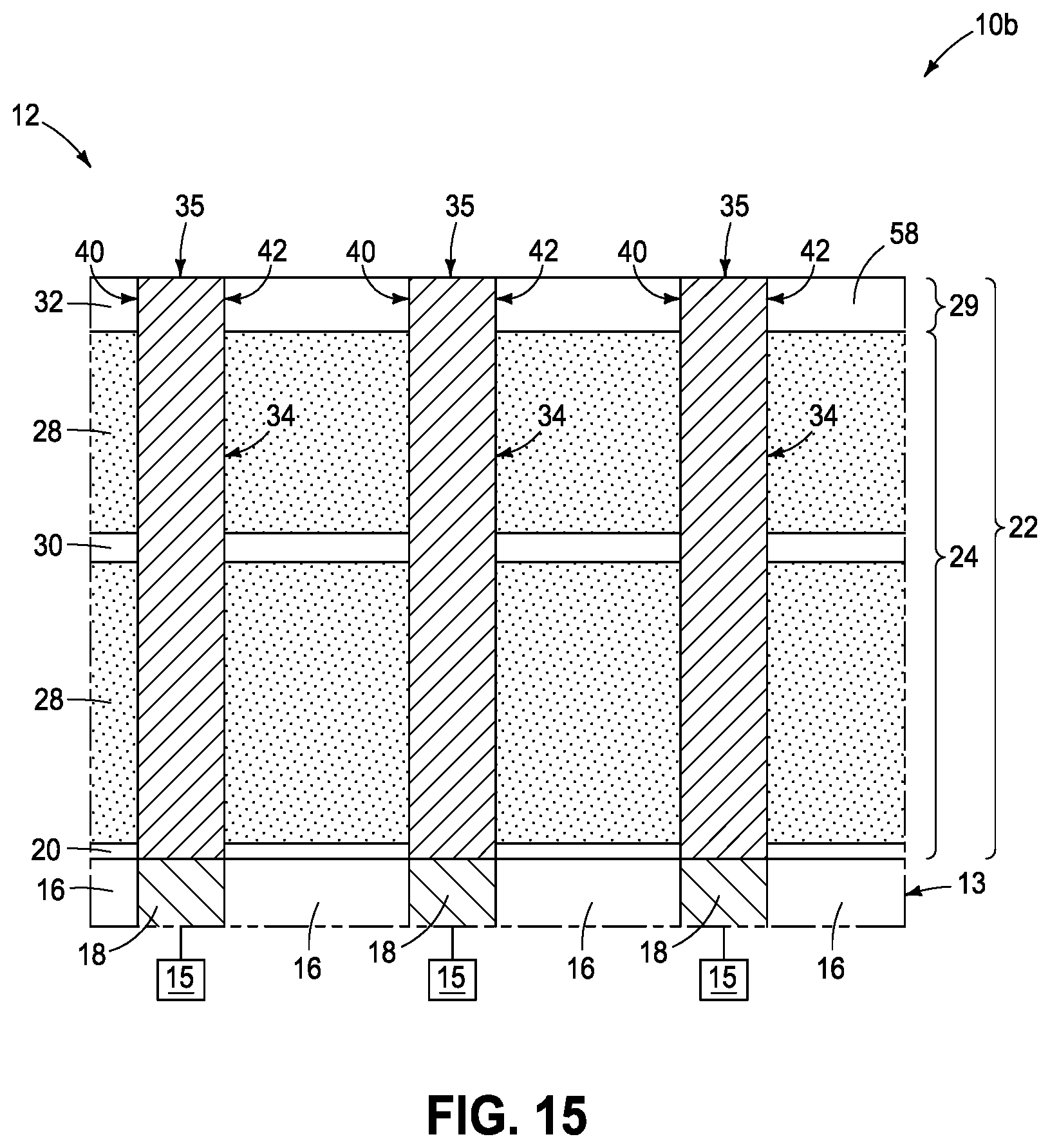 Patent US12568612 Figure 9 – Arrays of capacitors, methods used in forming integrated circuitry, and methods used in forming an array of capacitors
