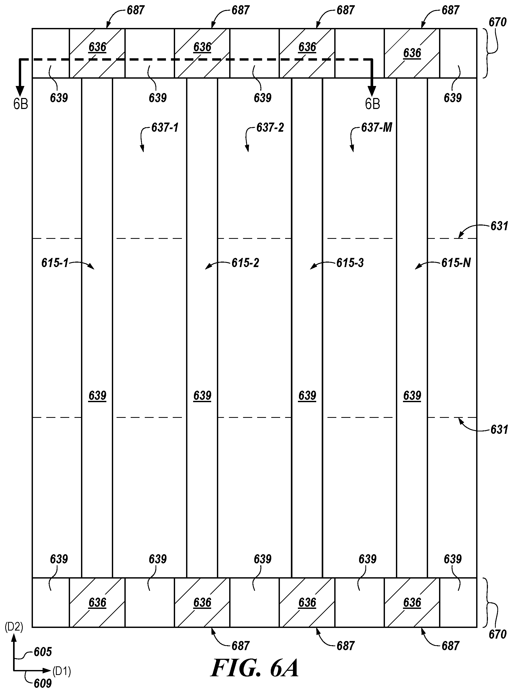 Patent US12568615 Figure 10 – Support pillars with multiple, alternating epitaxial silicon for horizontal access devices in vertical three-dimensional (3D) memory