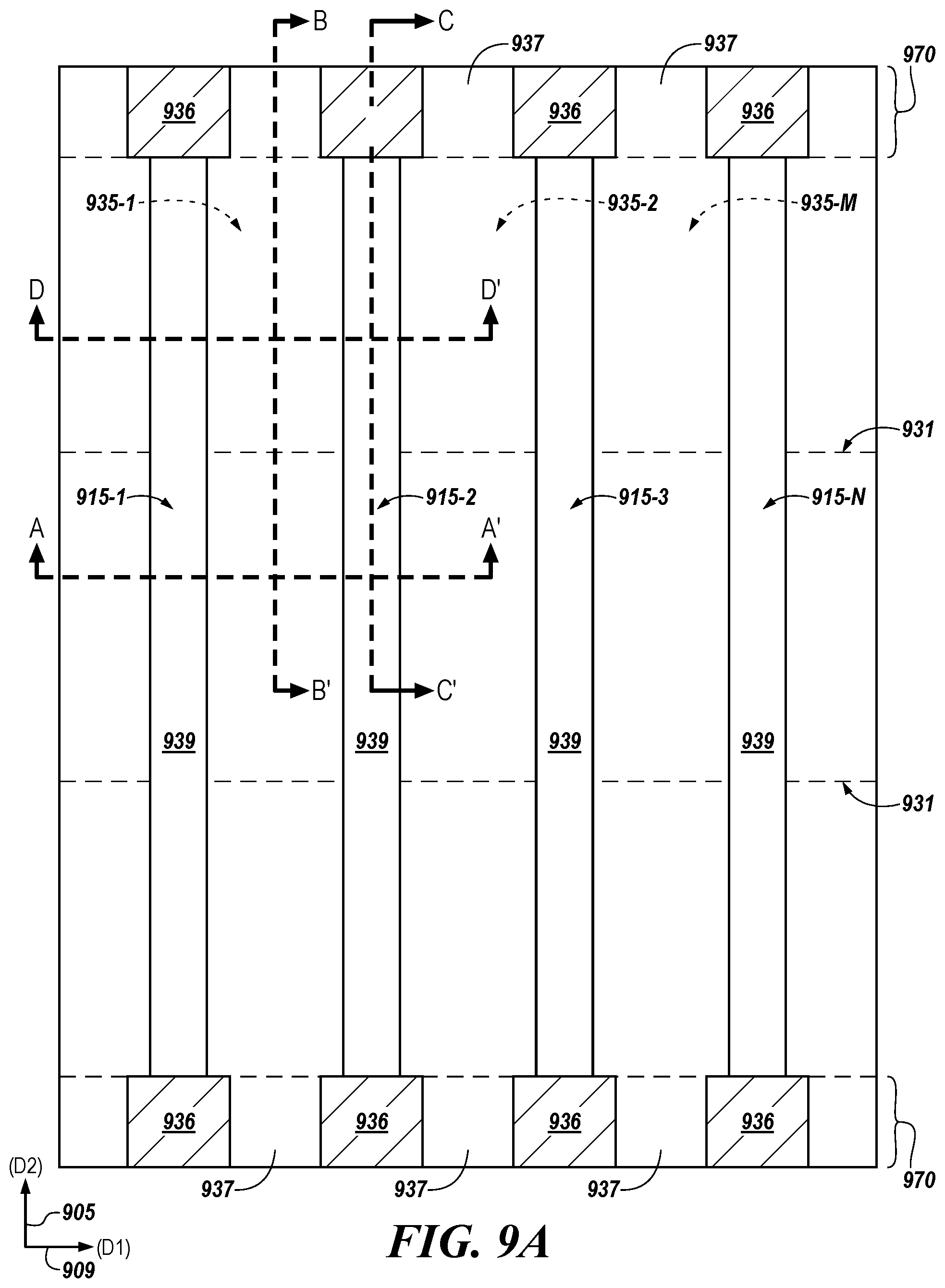 Patent US12568615 Figure 19 – Support pillars with multiple, alternating epitaxial silicon for horizontal access devices in vertical three-dimensional (3D) memory