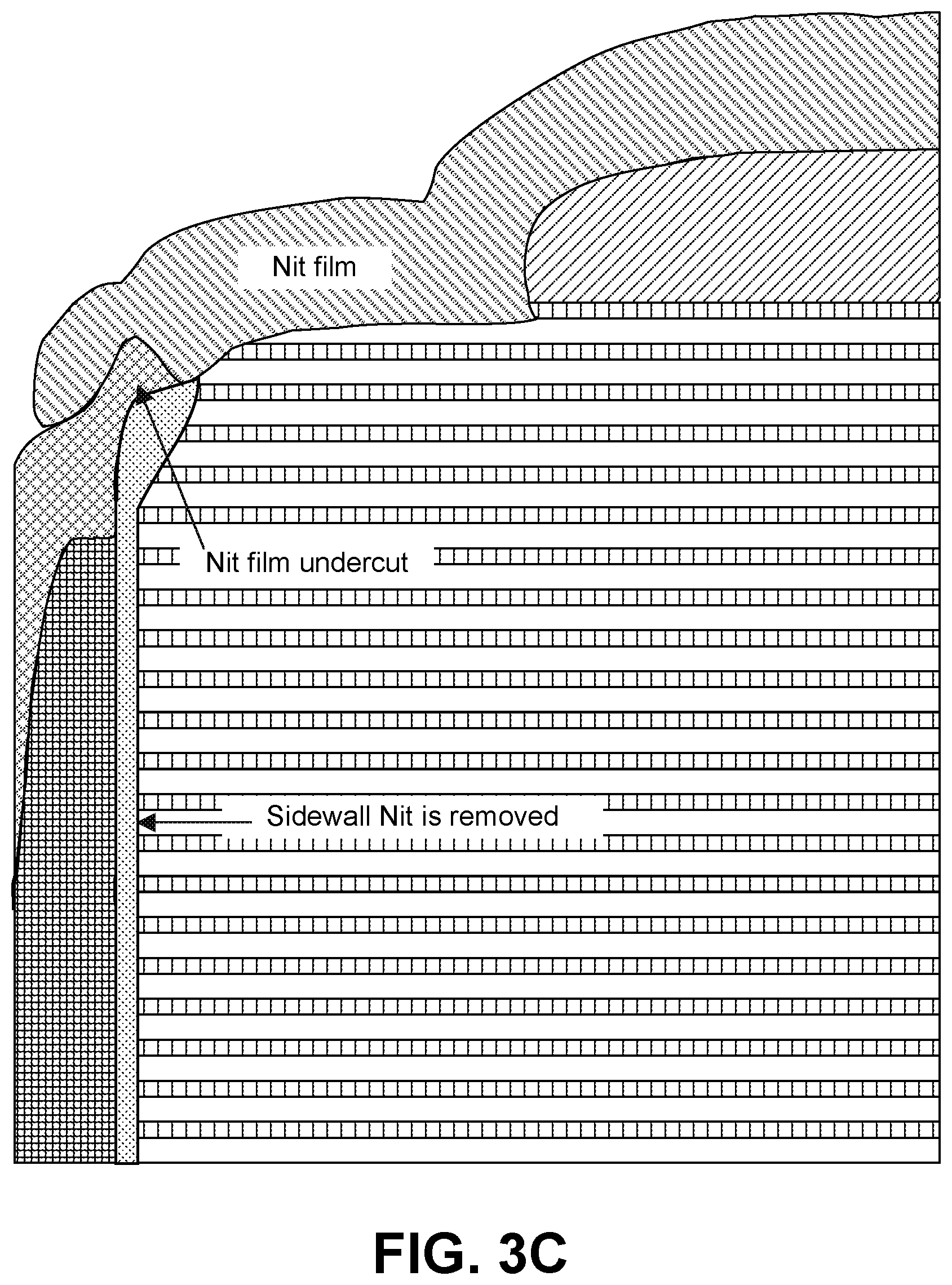 Patent US12568618 Figure 4 – Selective etch stop for wordline contacts in vertical 3D NAND staircase regions