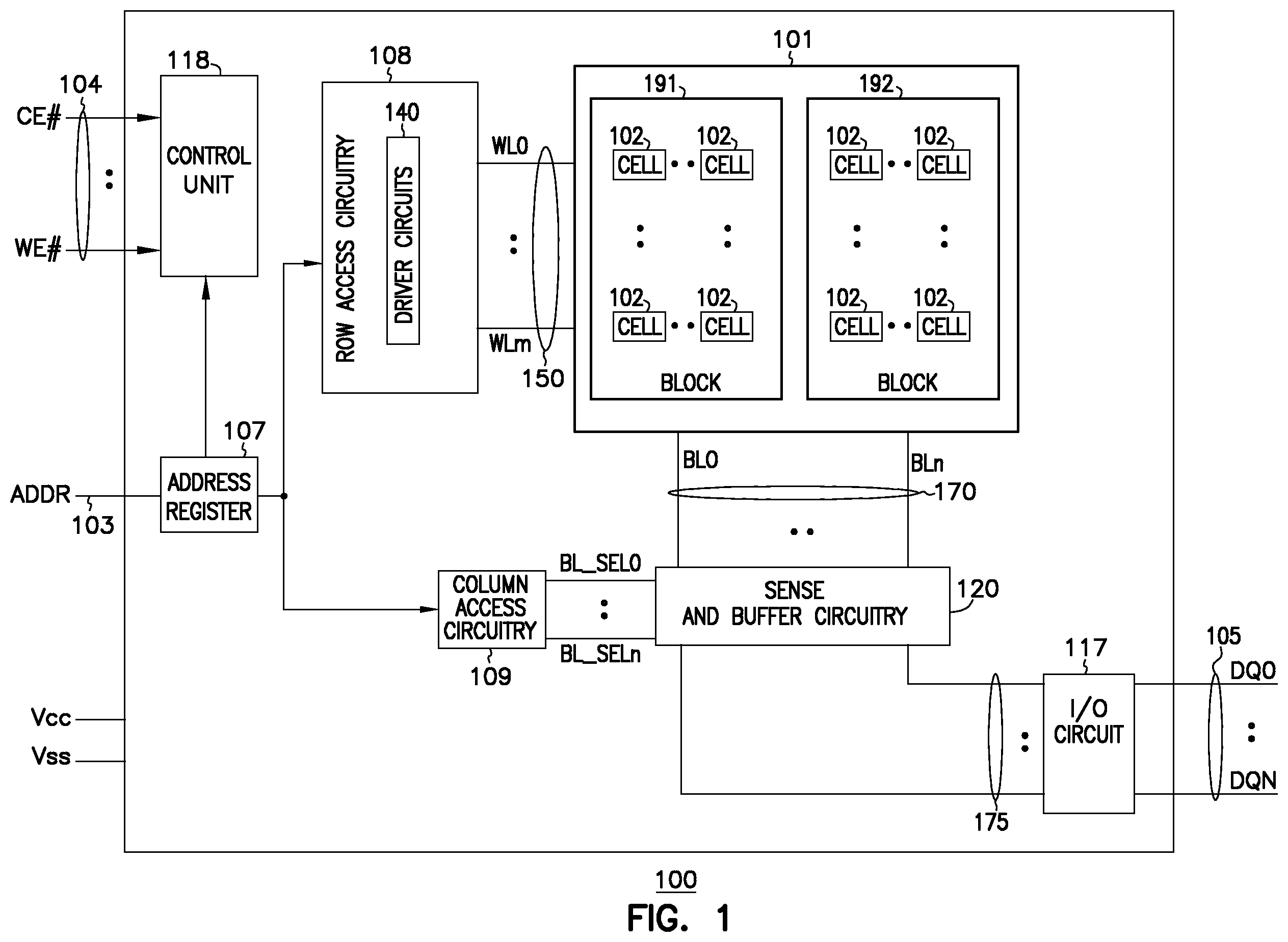 Patent US12568621 Figure 1 – Memory apparatus and methods including merged process for memory cell pillar and source structure