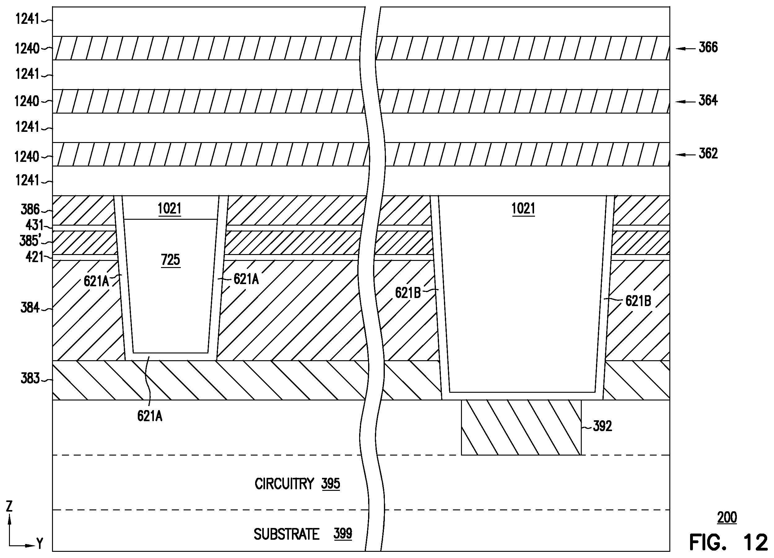 Patent US12568621 Figure 19 – Memory apparatus and methods including merged process for memory cell pillar and source structure