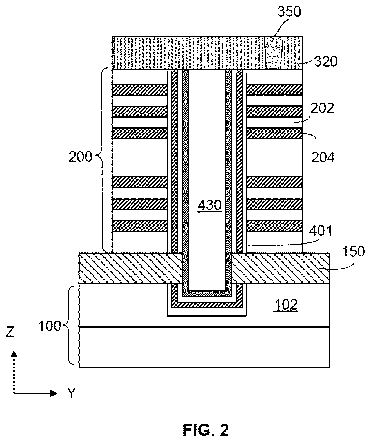 Patent US12568624 Figure 2 – Memory device containing TSG deck and method of forming the same