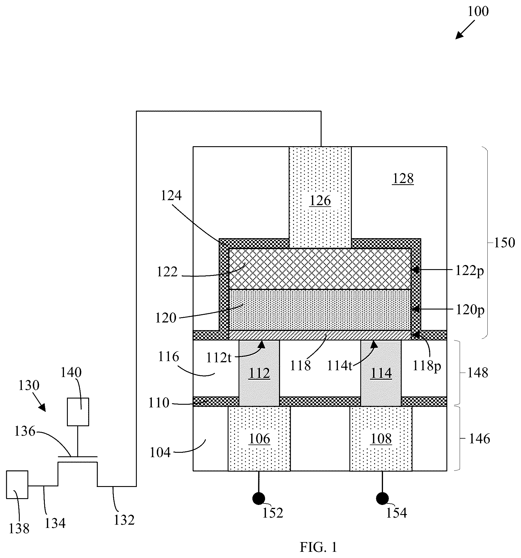 Patent US12568631 Figure 1 – Three terminal memory cells and method of making the same