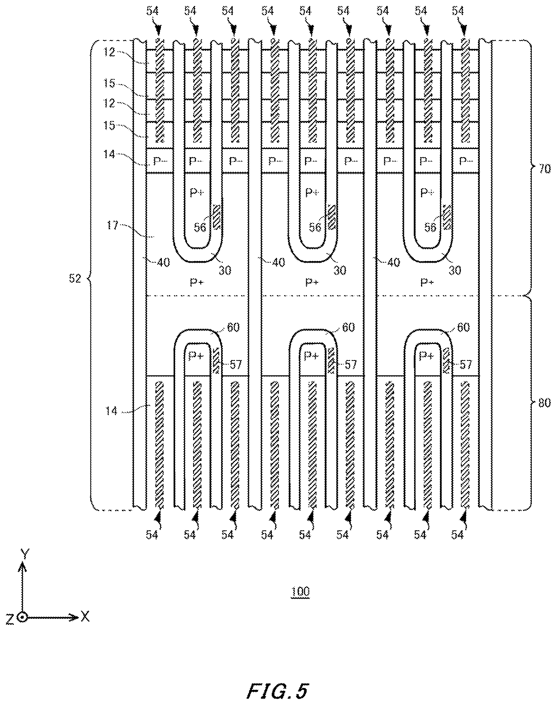 Patent US12568637 Figure 5 – Semiconductor device having a temperature sensor, a transistor, and a diode