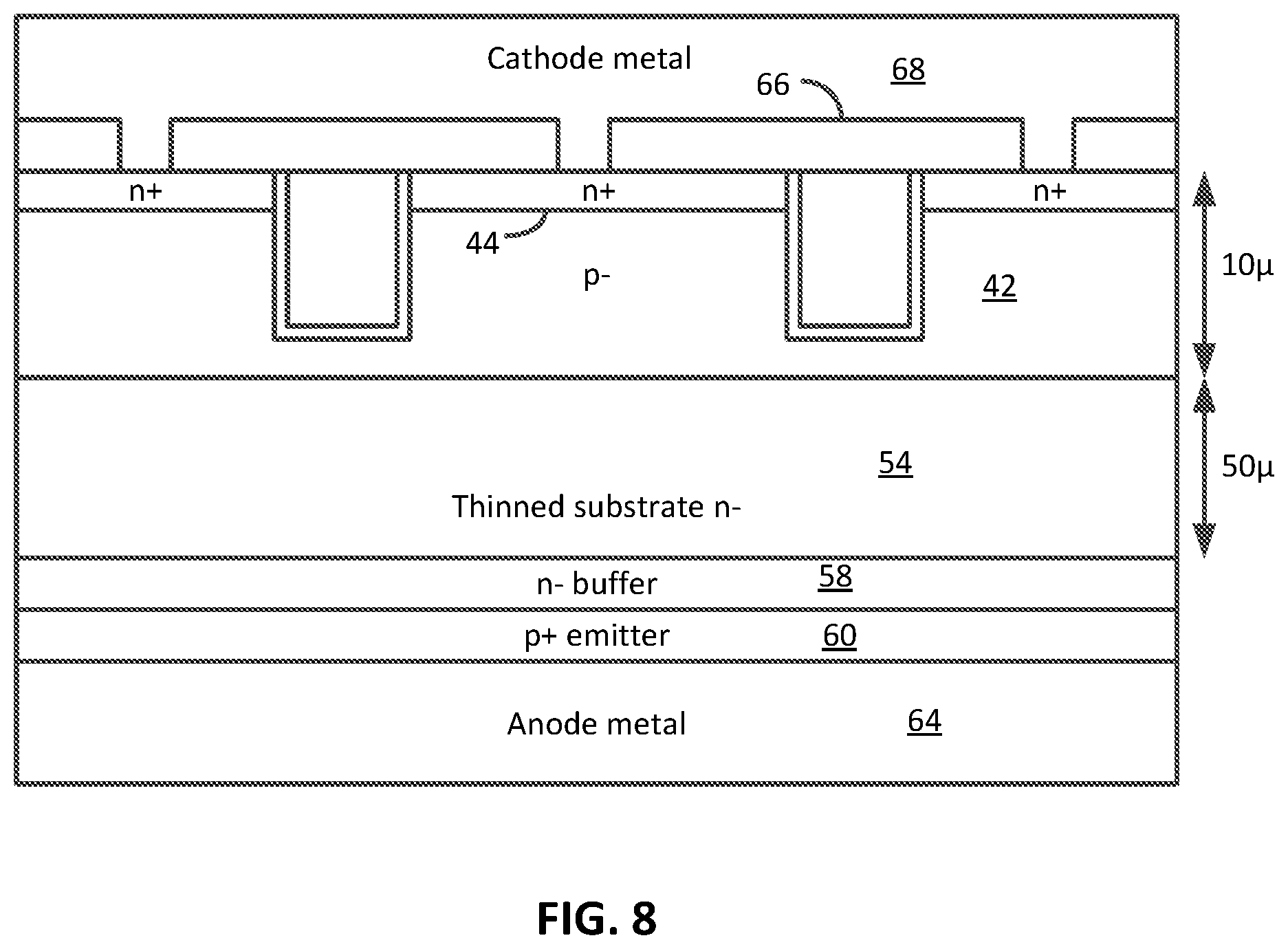 Patent US12568639 Figure 4 – Insulated gate power device with epitaxially grown substrate layers