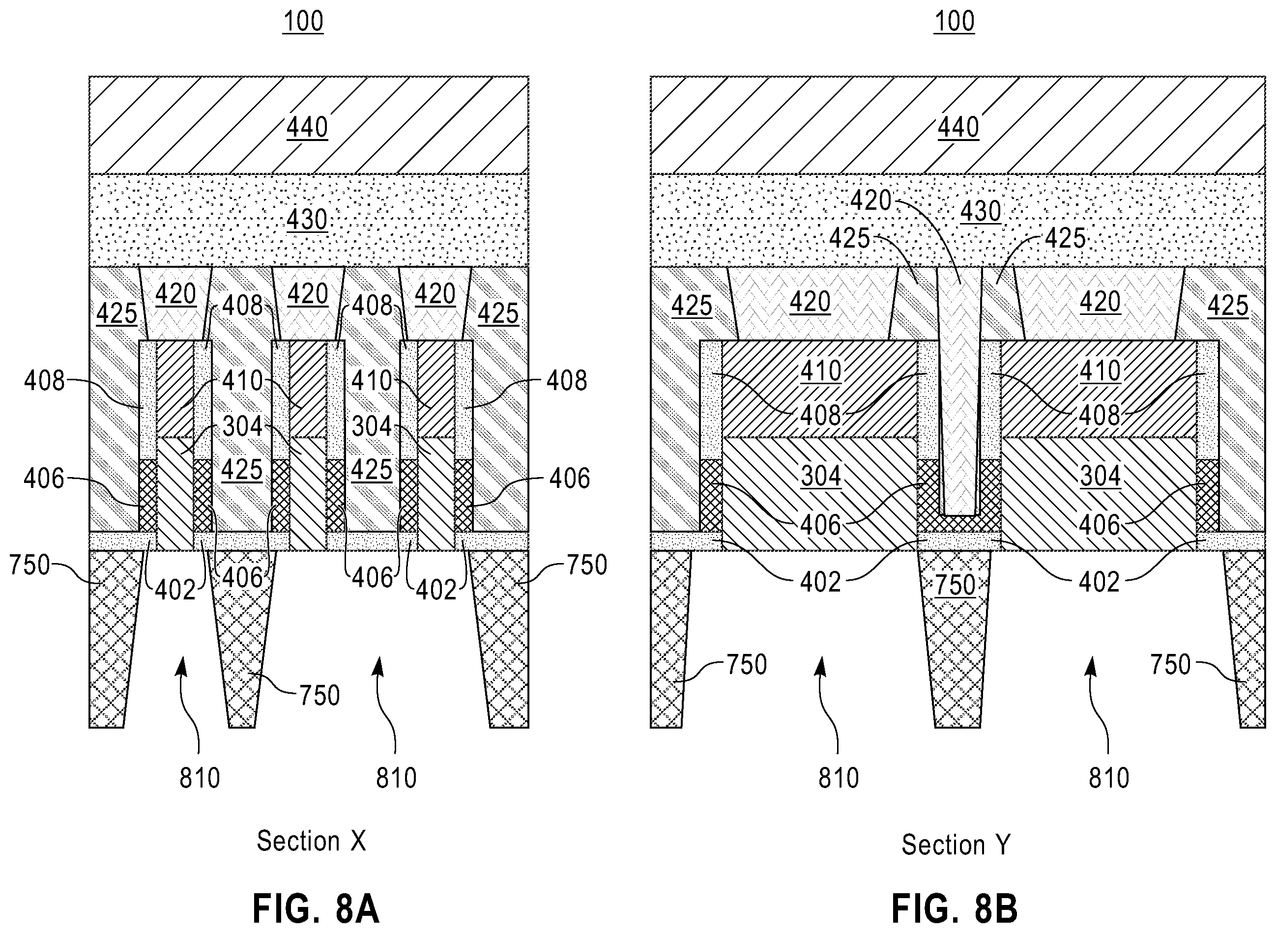 Patent US12568645 Figure 8 – Vertical field effect transistor with self-aligned backside trench epitaxy