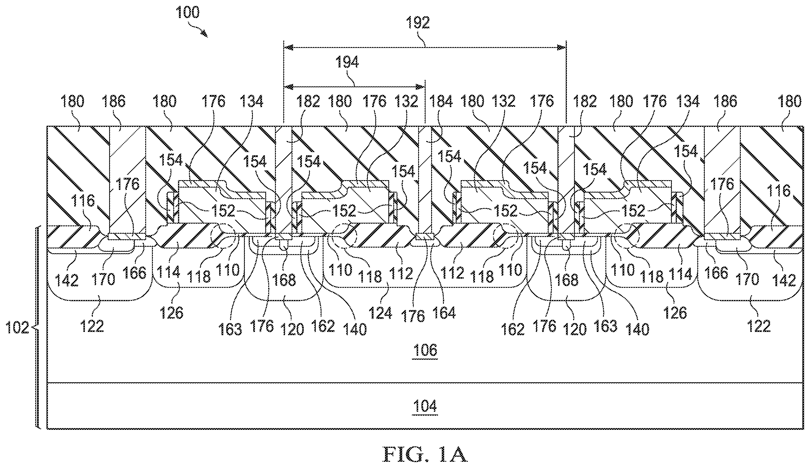 Patent US12568647 Figure 1 – Bird's beak profile of field oxide region