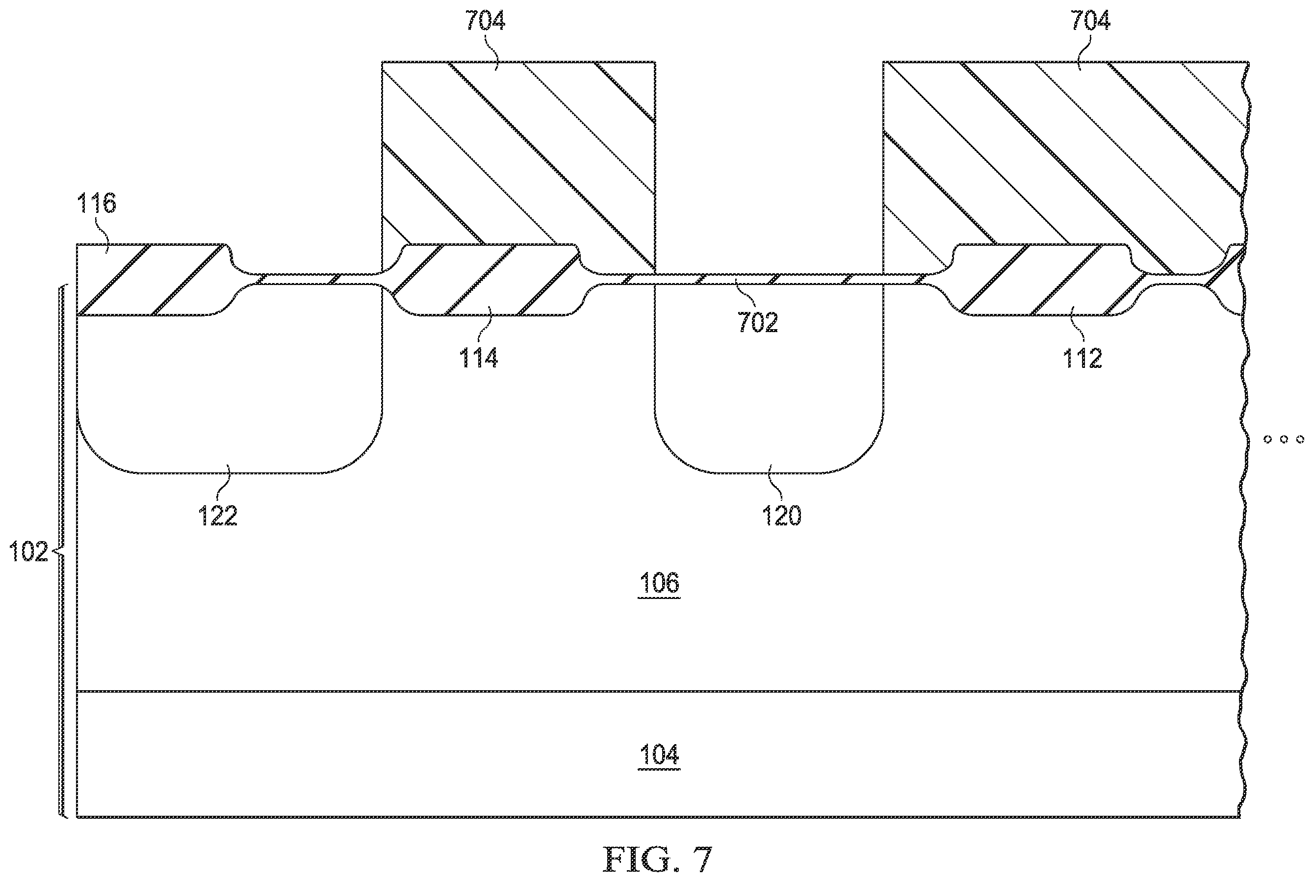 Patent US12568647 Figure 8 – Bird's beak profile of field oxide region