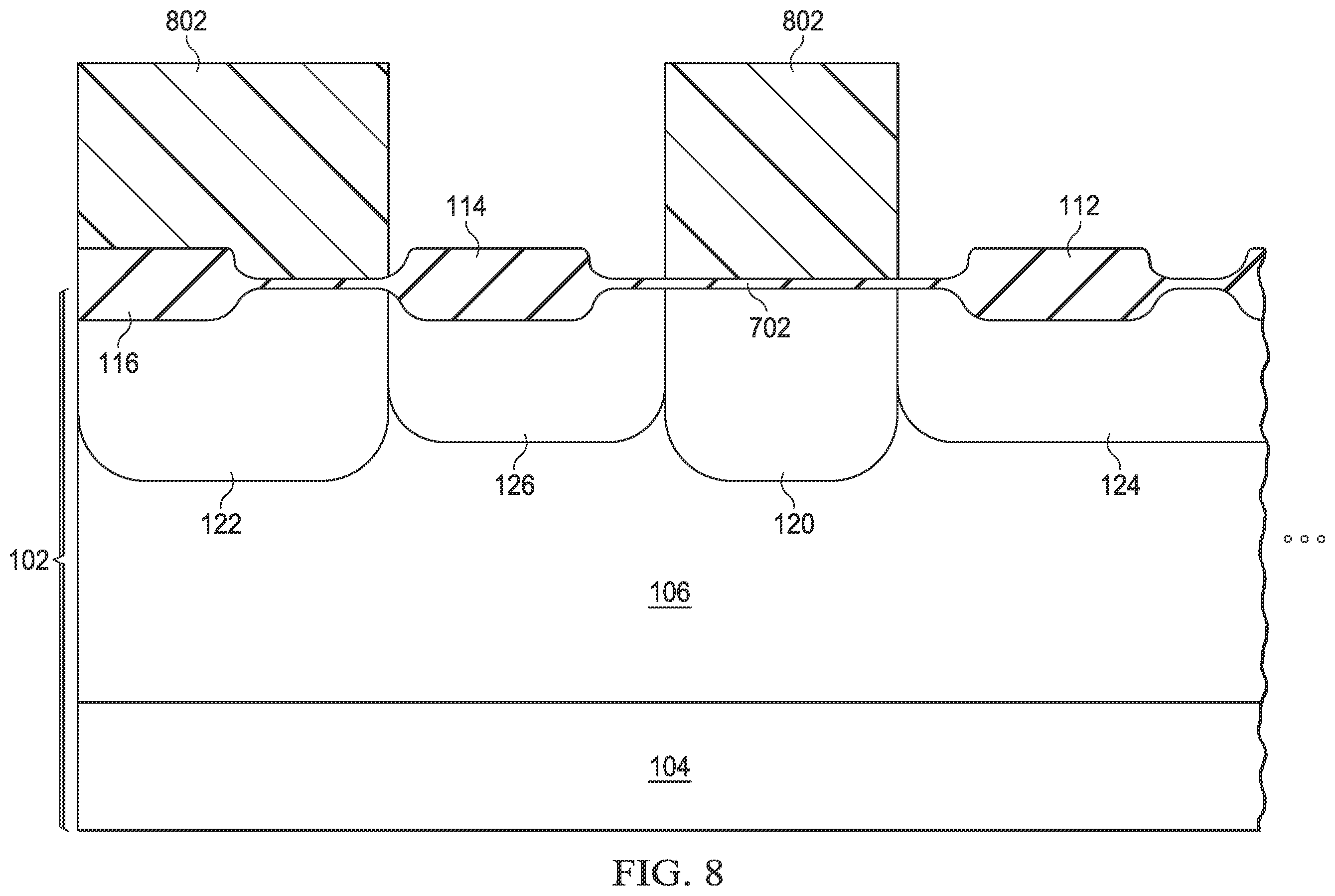 Patent US12568647 Figure 9 – Bird's beak profile of field oxide region