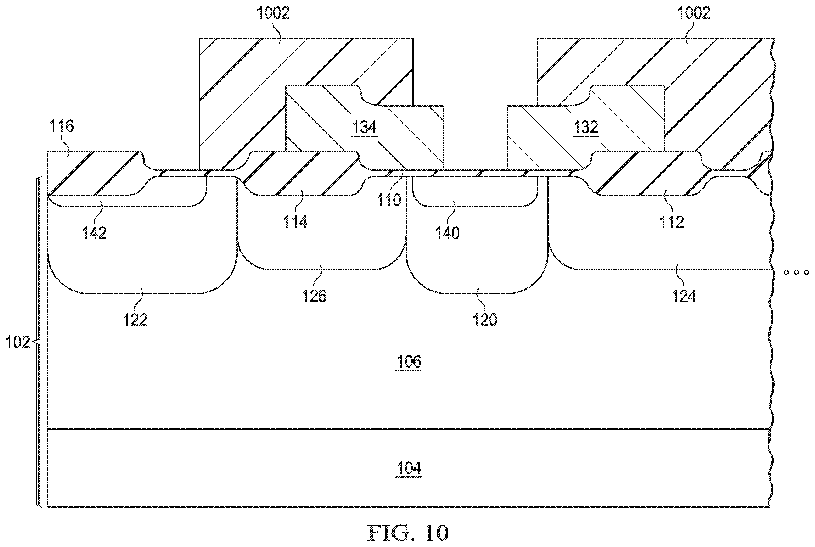 Patent US12568647 Figure 11 – Bird's beak profile of field oxide region