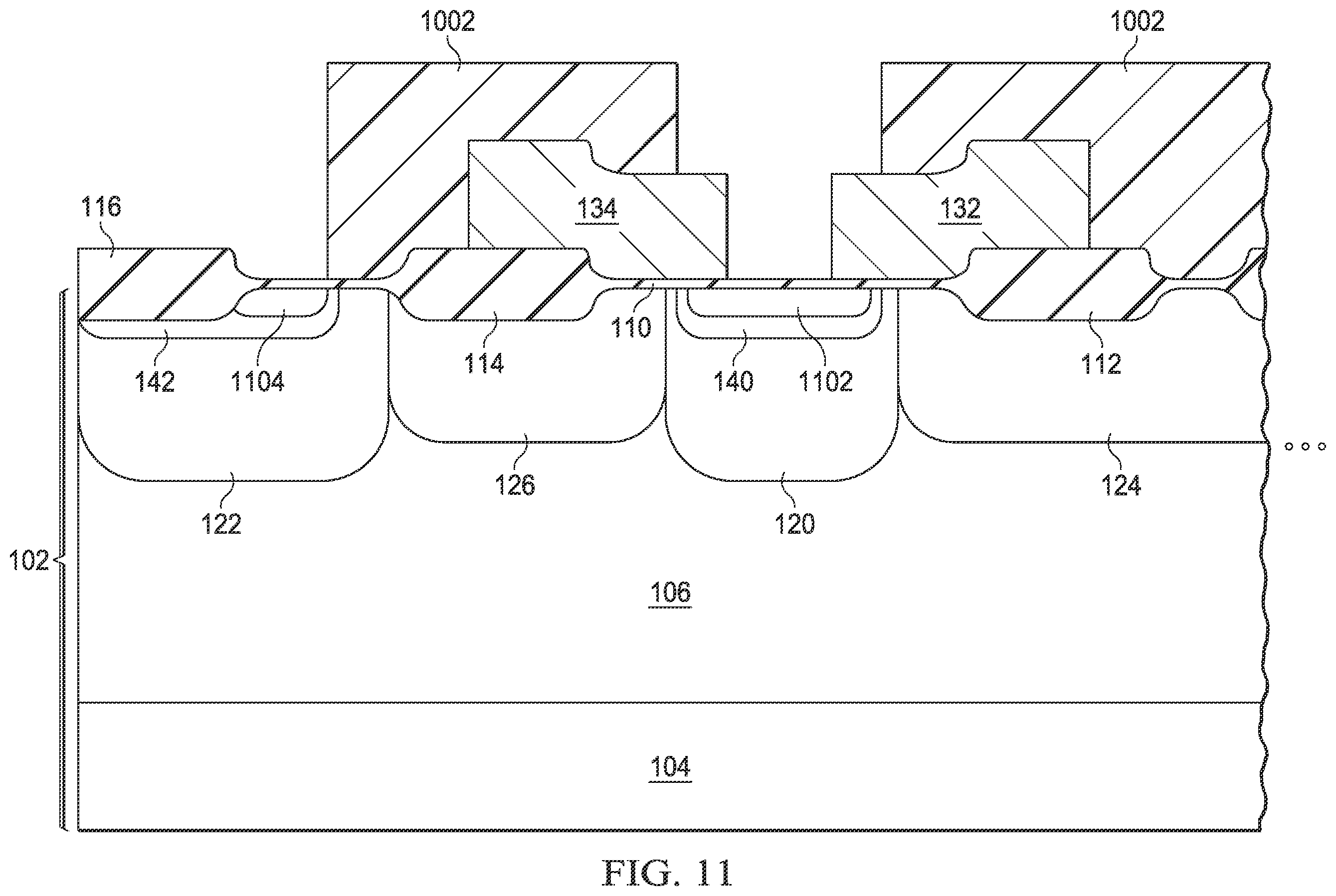 Patent US12568647 Figure 12 – Bird's beak profile of field oxide region