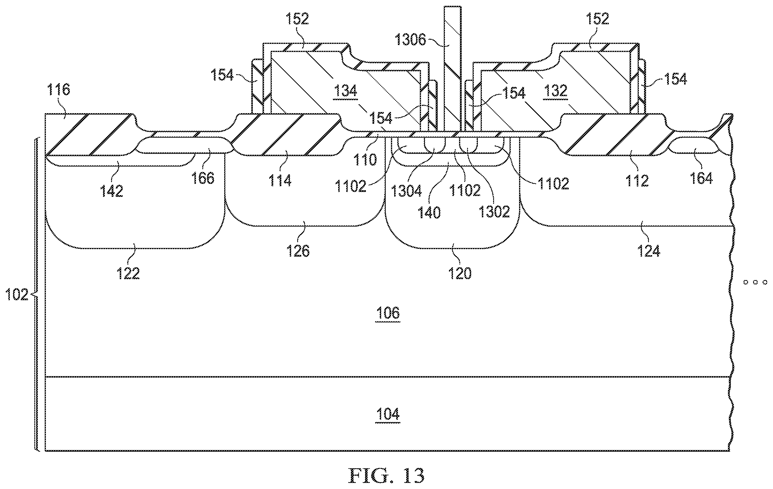 Patent US12568647 Figure 14 – Bird's beak profile of field oxide region