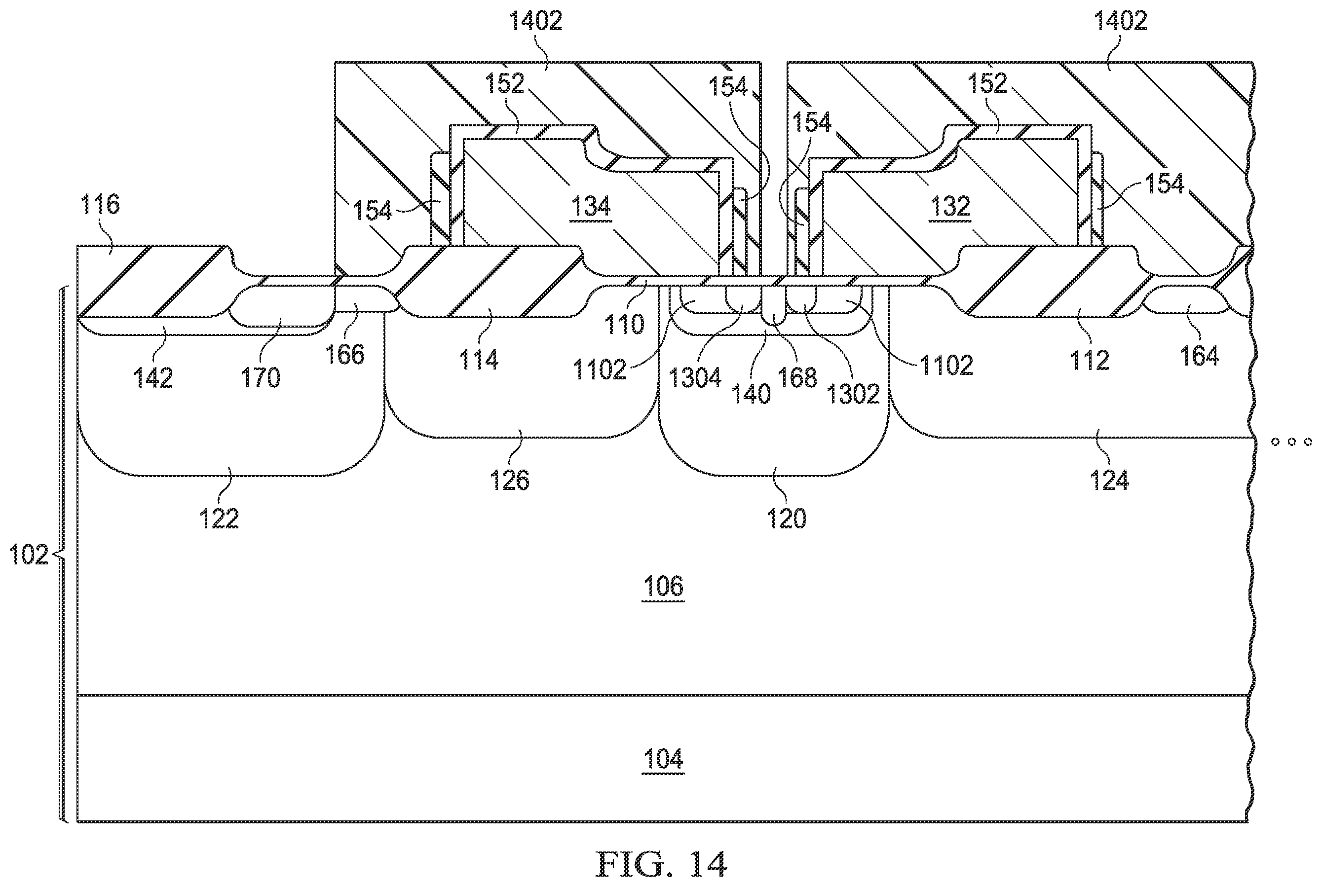 Patent US12568647 Figure 15 – Bird's beak profile of field oxide region