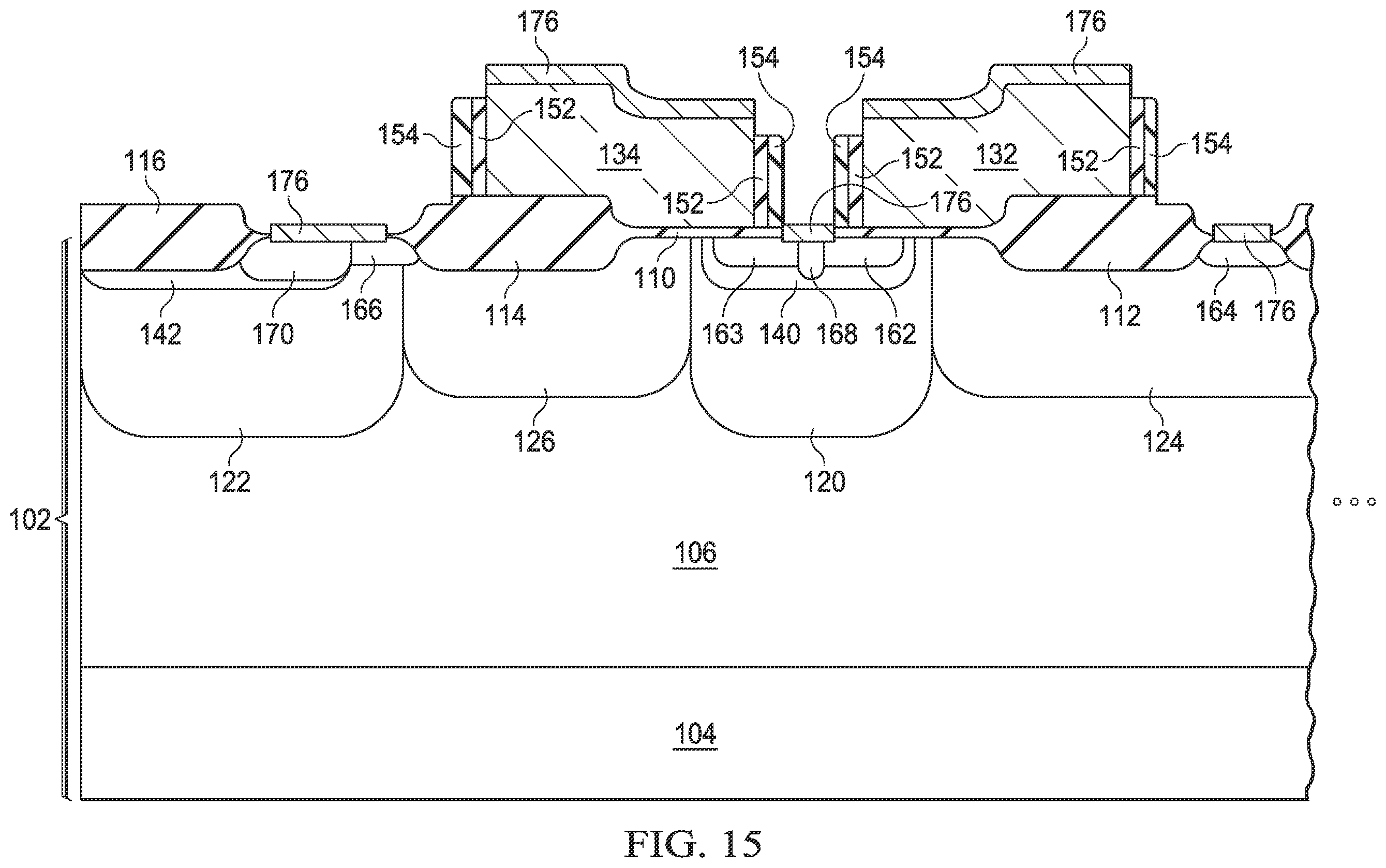 Patent US12568647 Figure 16 – Bird's beak profile of field oxide region