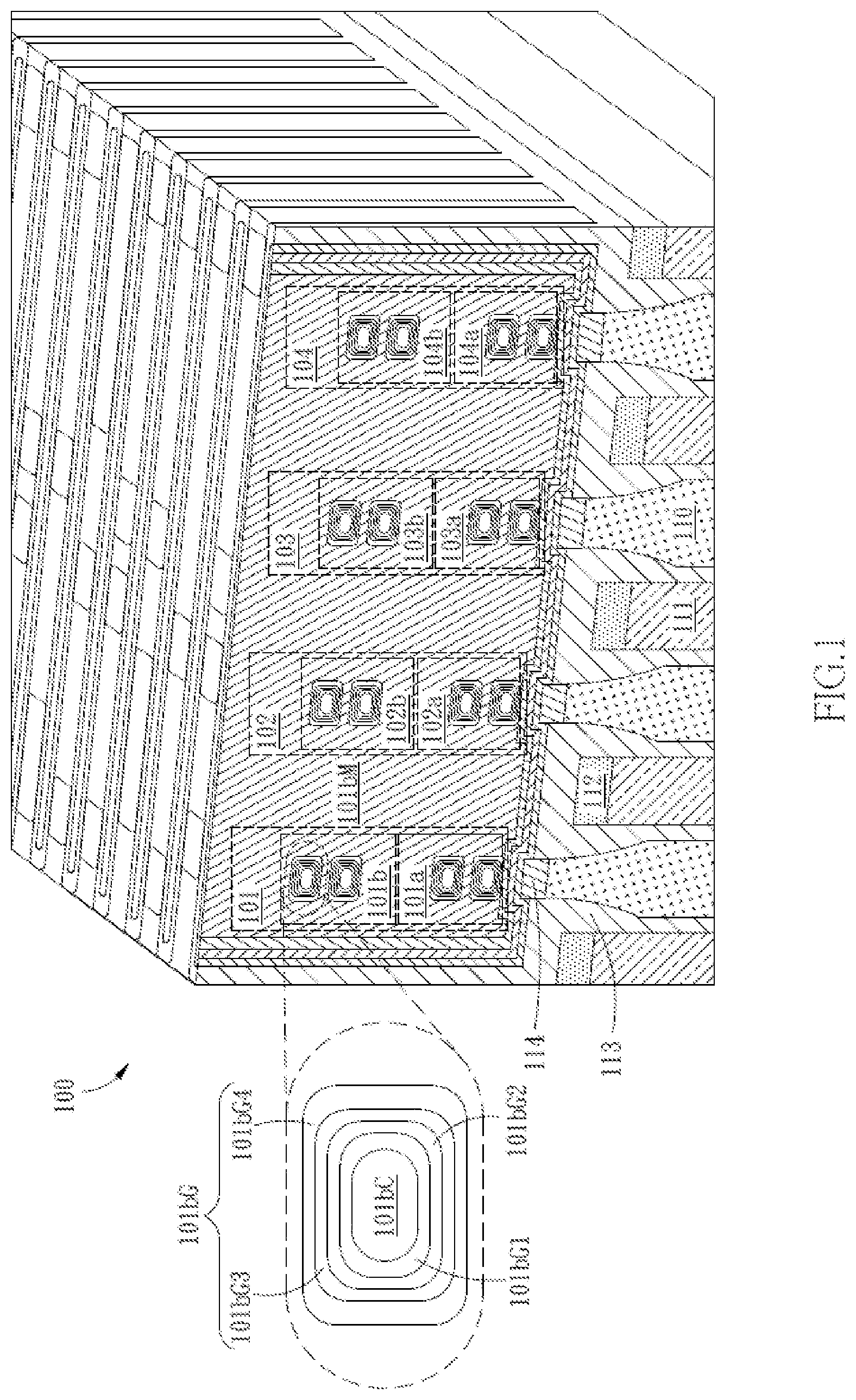 Patent US12568651 Figure 1 – Semiconductor structure having stacked gates and method of manufacture thereof