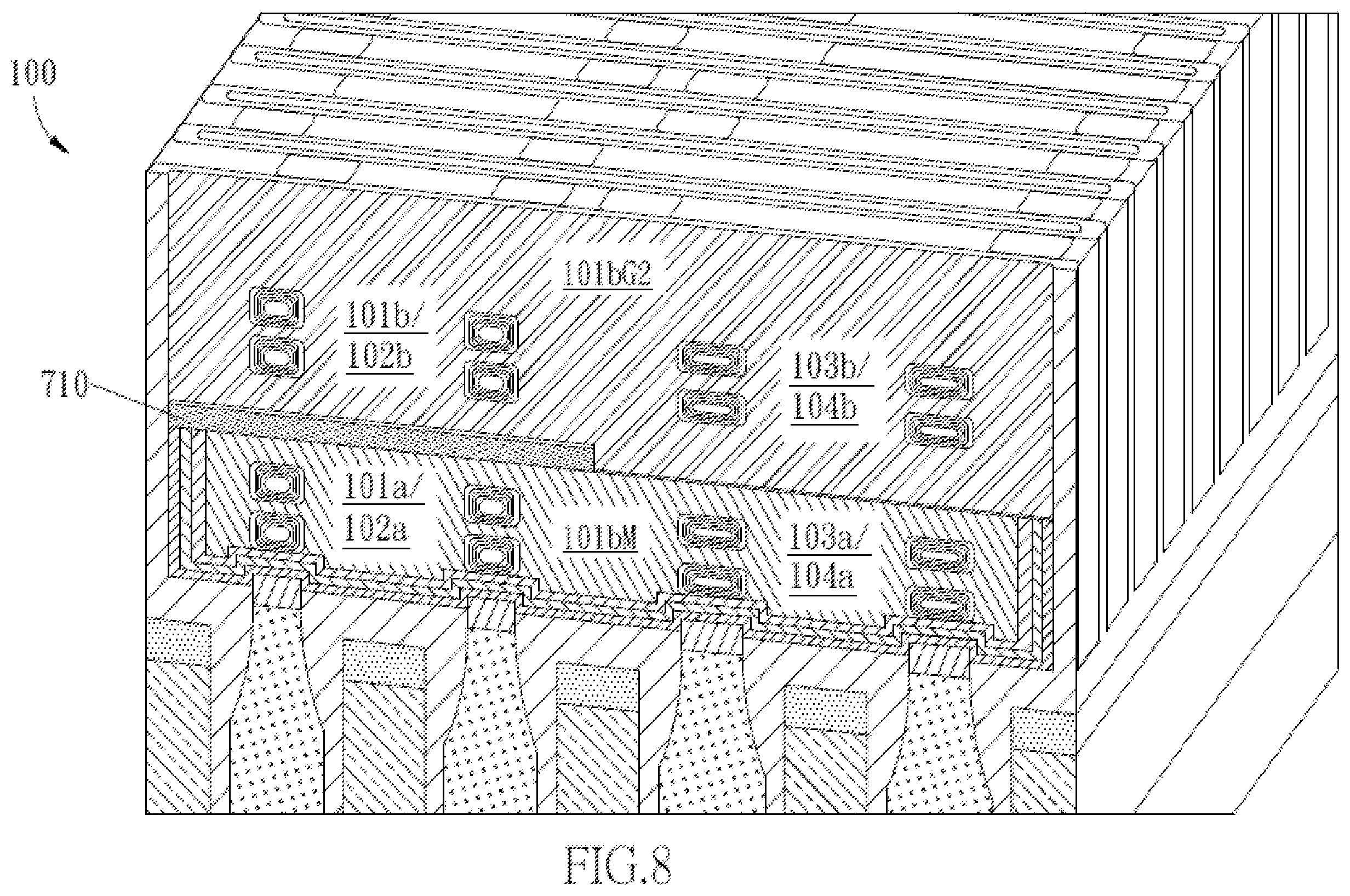 Patent US12568651 Figure 8 – Semiconductor structure having stacked gates and method of manufacture thereof
