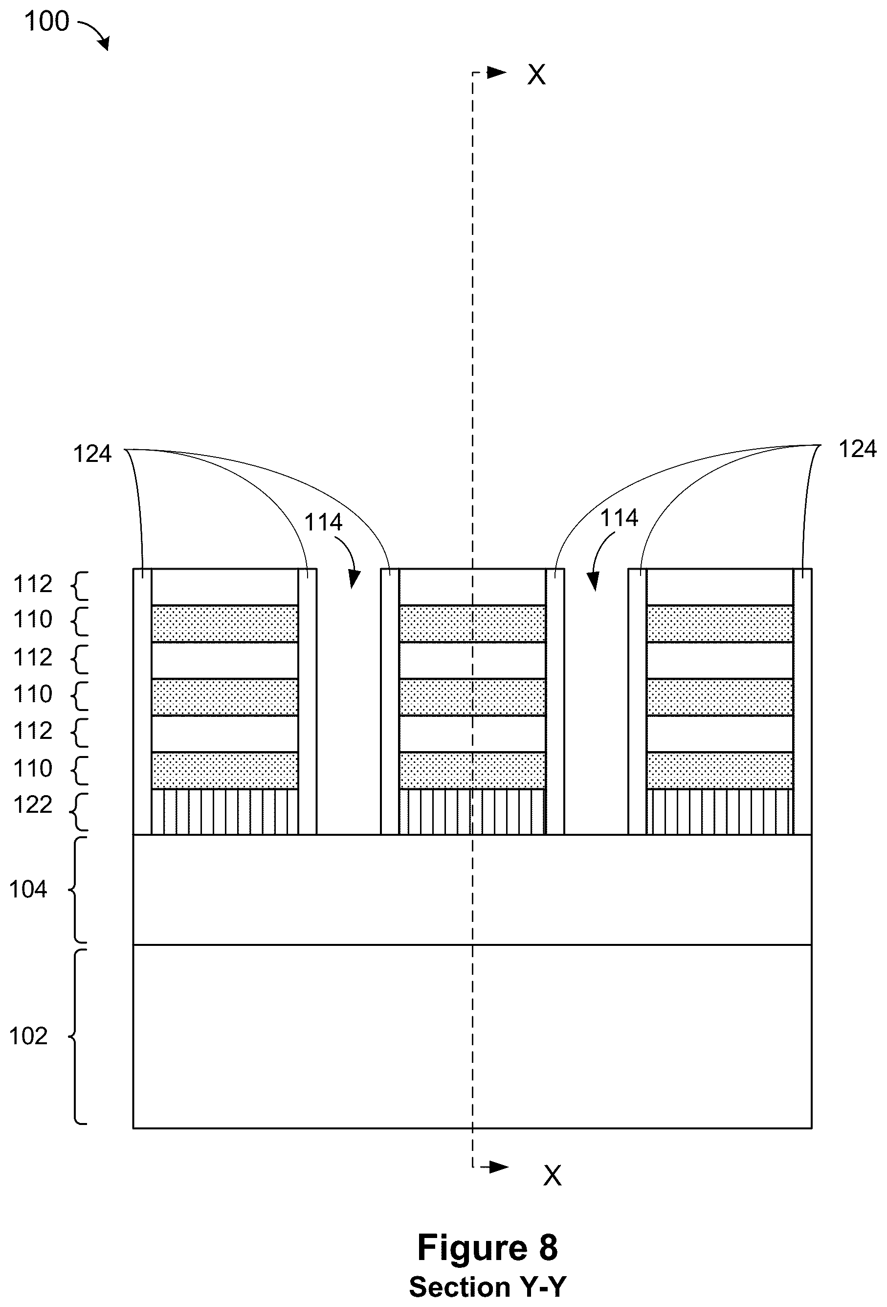Patent US12568661 Figure 8 – Self-aligned backside trench epitaxy for low contact resistivity