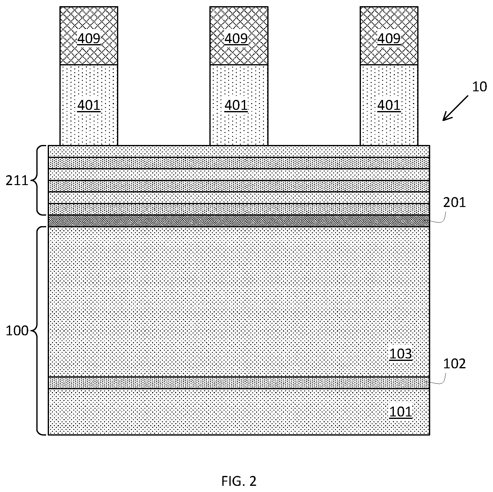 Patent US12568669 Figure 2 – Placeholder profile formation for backside contact