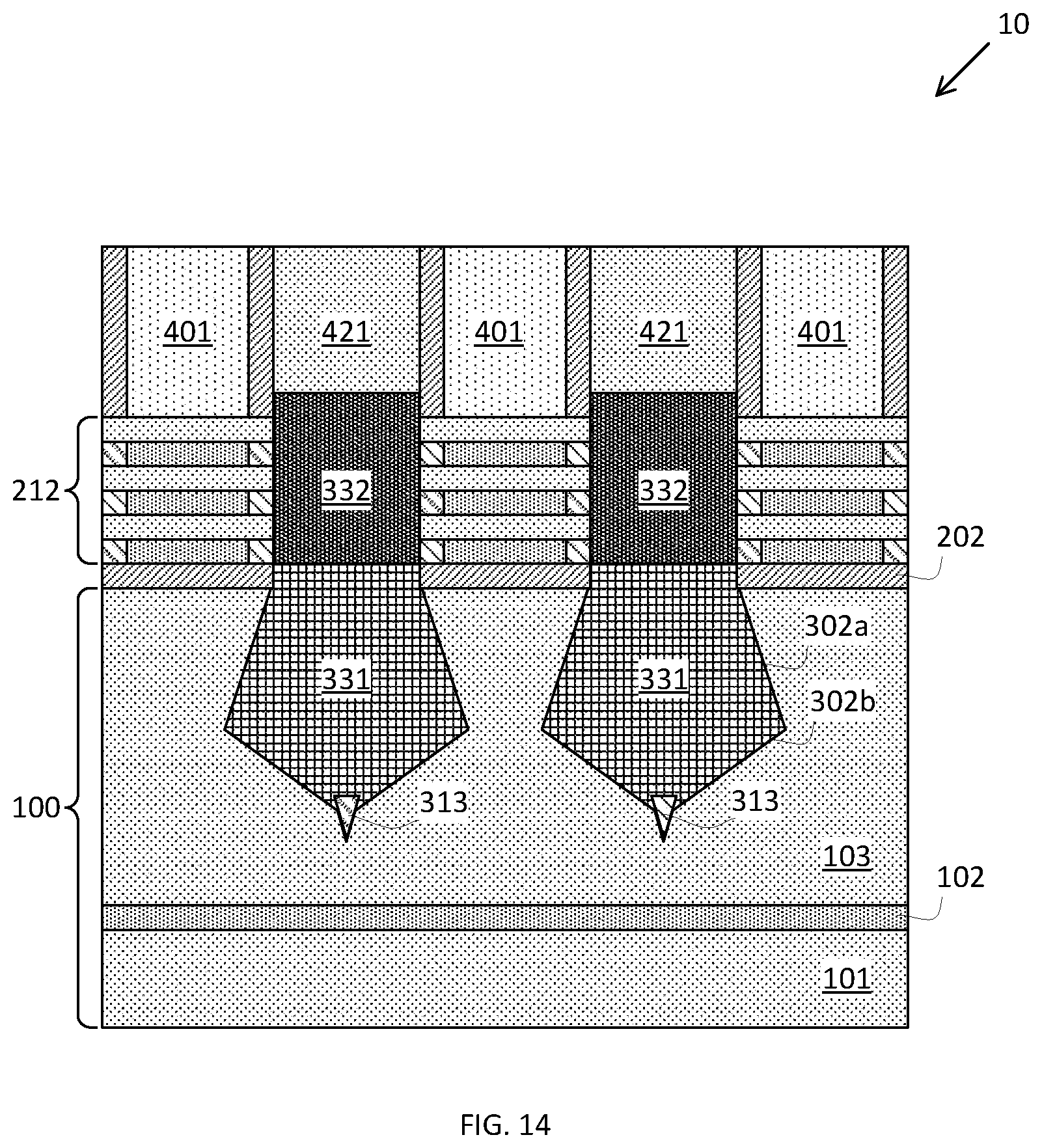 Patent US12568669 Figure 14 – Placeholder profile formation for backside contact